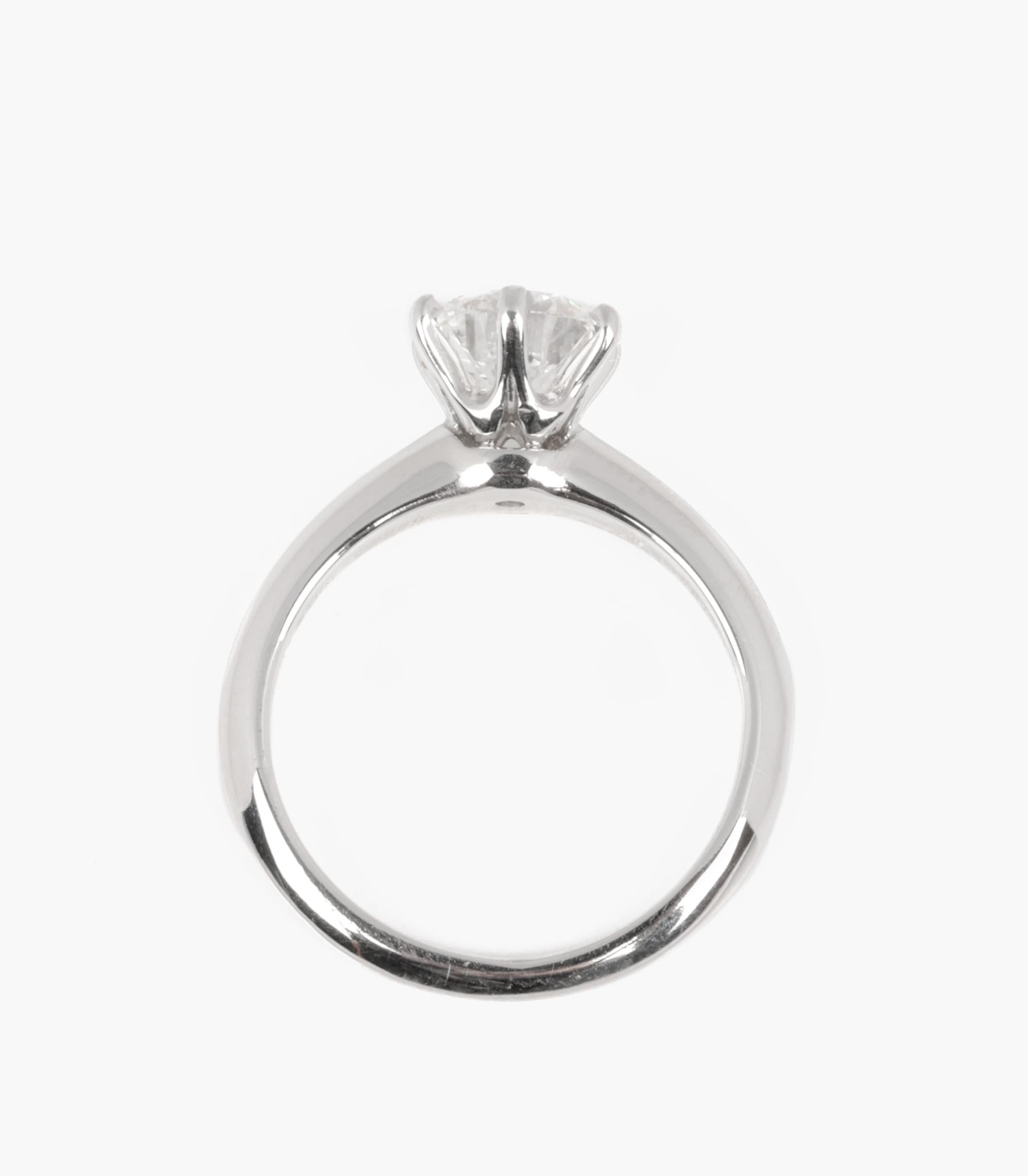 Tiffany & Co. Brilliant Cut 1.23ct Diamond Platinum Tiffany Setting Ring 1