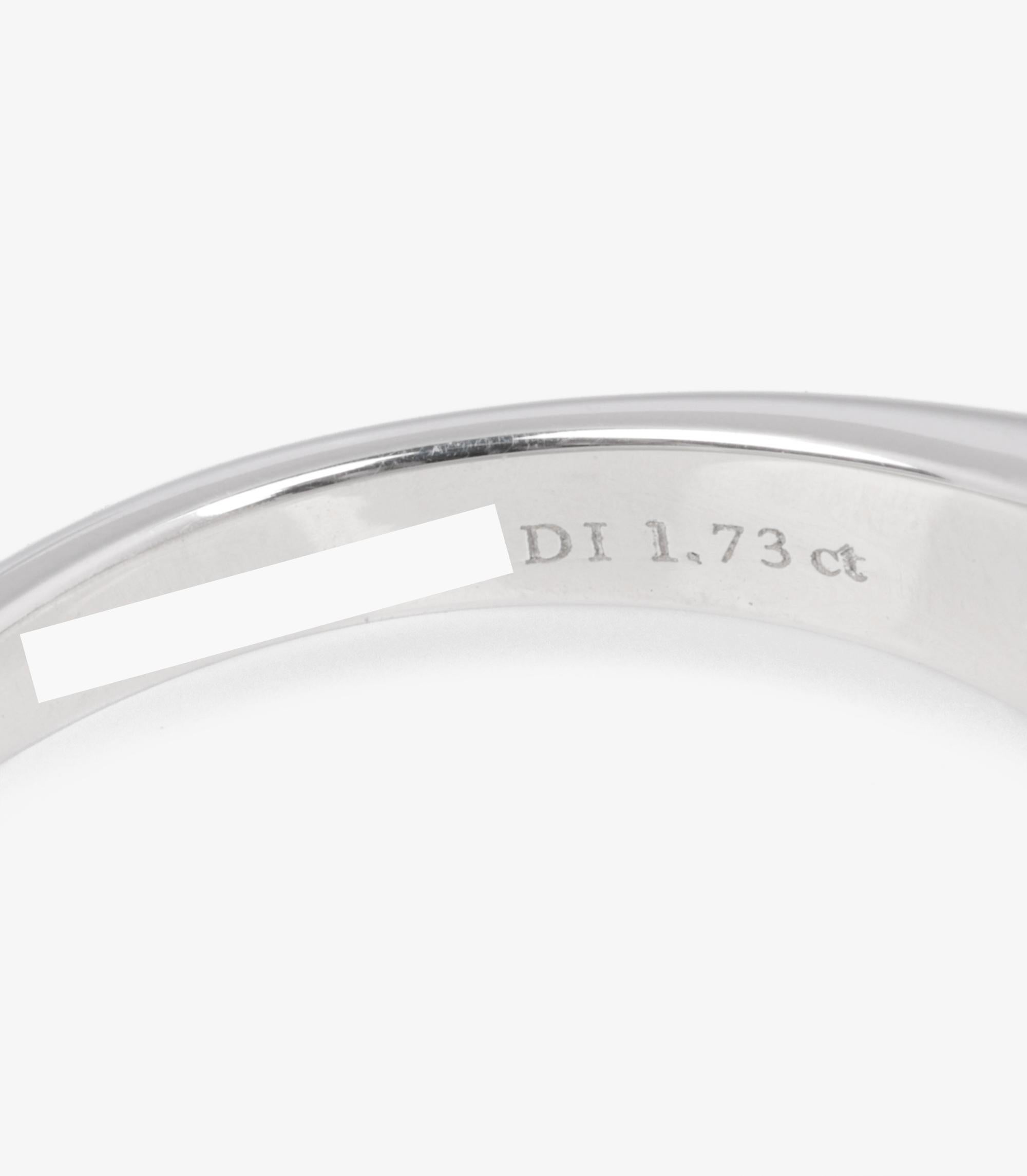 Tiffany & Co. Brilliant Cut 1.73ct Diamond Platinum Tiffany Setting Ring For Sale 1