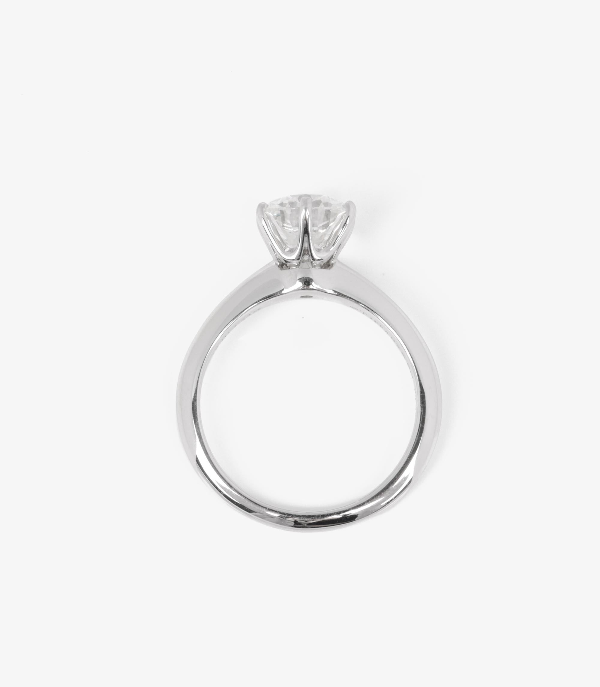 Tiffany & Co. Brilliant Cut 1.73ct Diamond Platinum Tiffany Setting Ring For Sale 3
