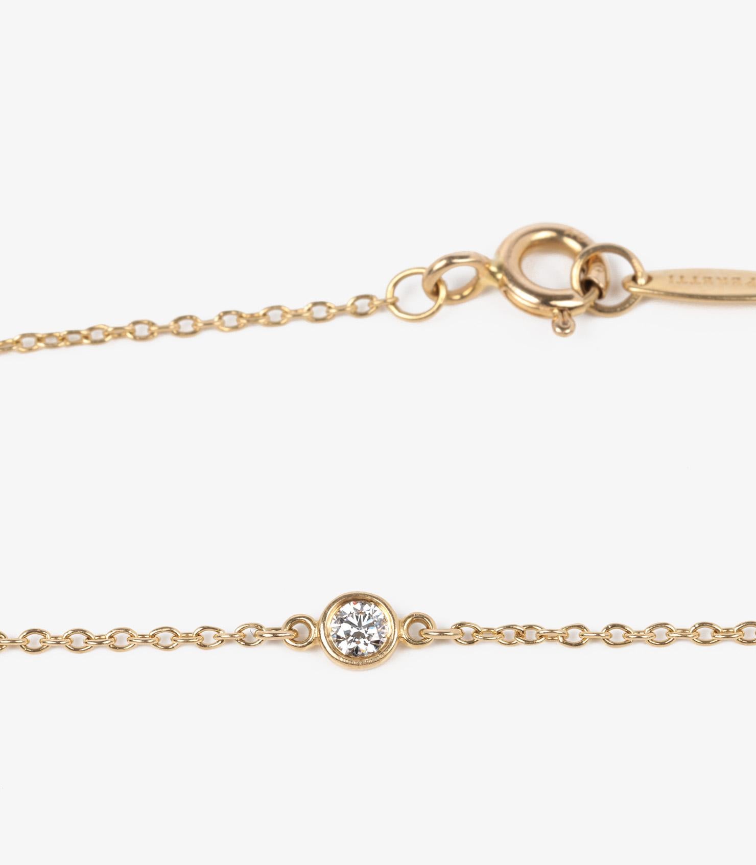 Round Cut Tiffany & Co. Brilliant Cut 18ct Yellow Gold 3 Diamond by the Yard Bracelet