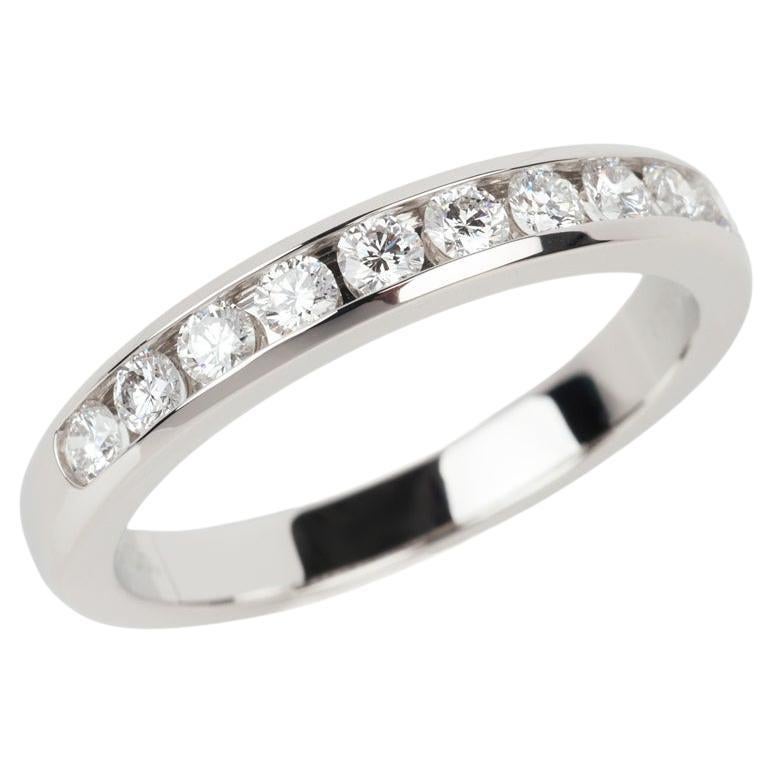 Tiffany 
Co Brilliant Cut Diamond Platinum 3mm Half Eternity Ring im Angebot