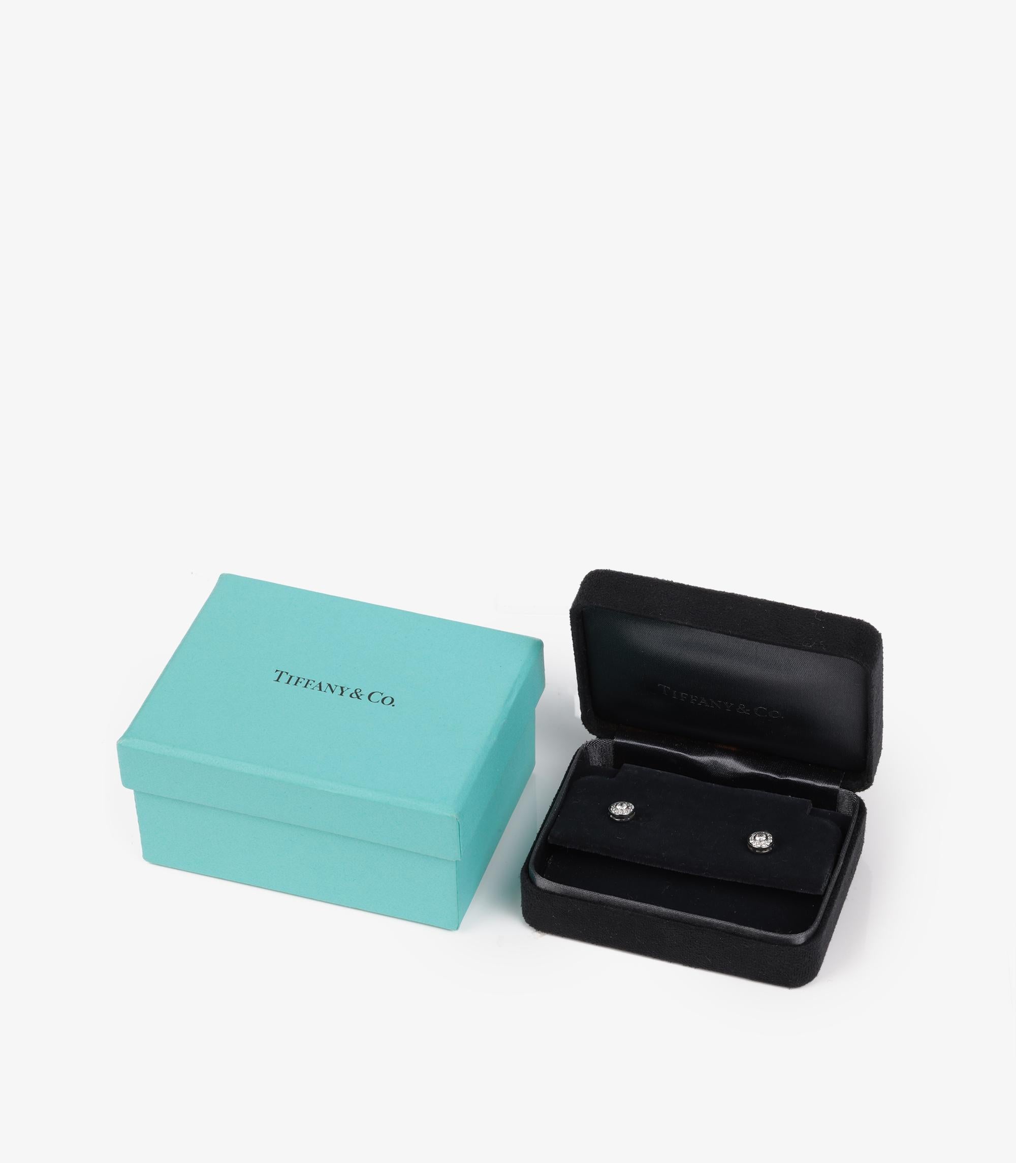 Tiffany & Co. Pendientes circulares de platino con diamantes talla brillante en Excelente estado para la venta en Bishop's Stortford, Hertfordshire