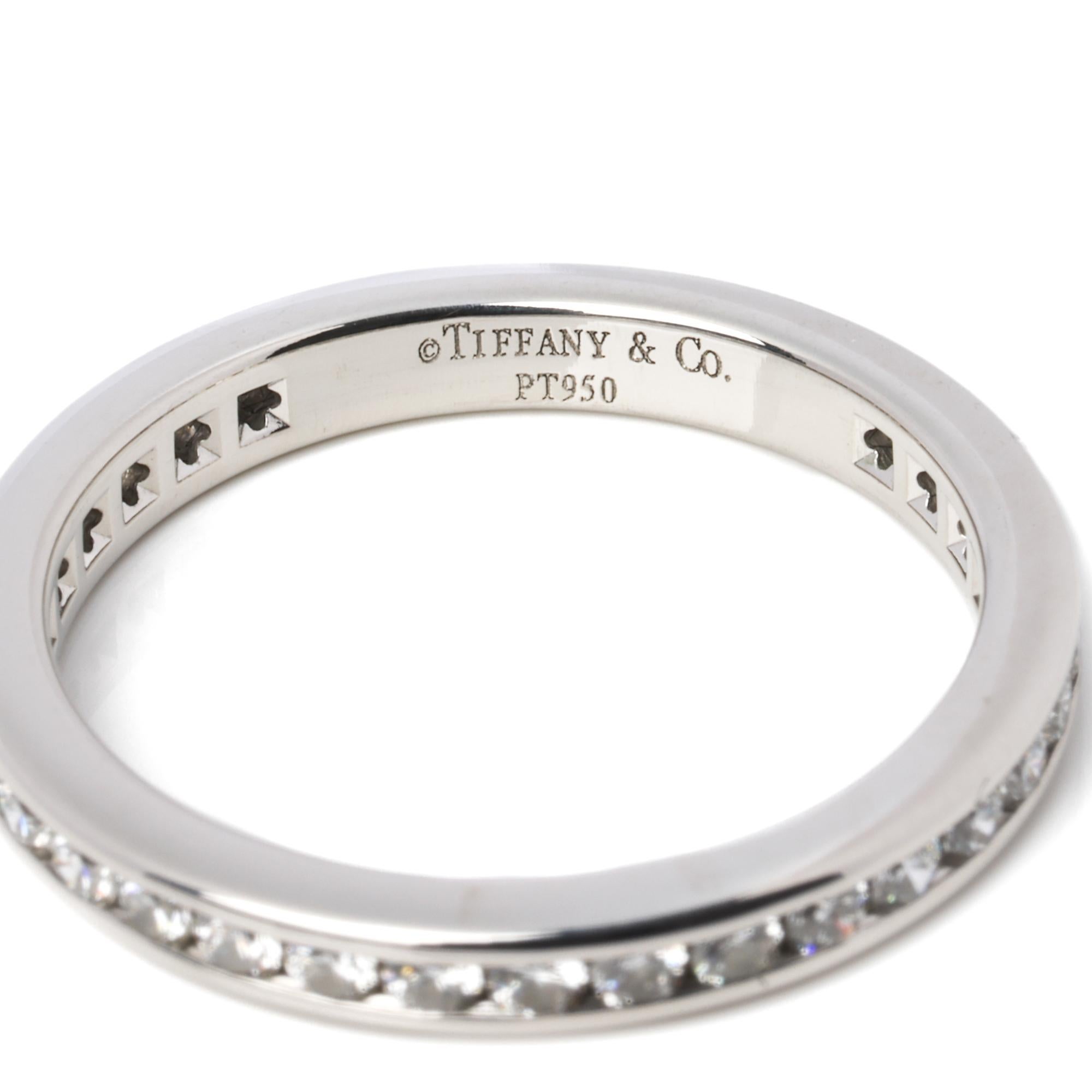 Round Cut Tiffany & Co. Brilliant Cut Diamond Platinum Full Eternity Ring For Sale