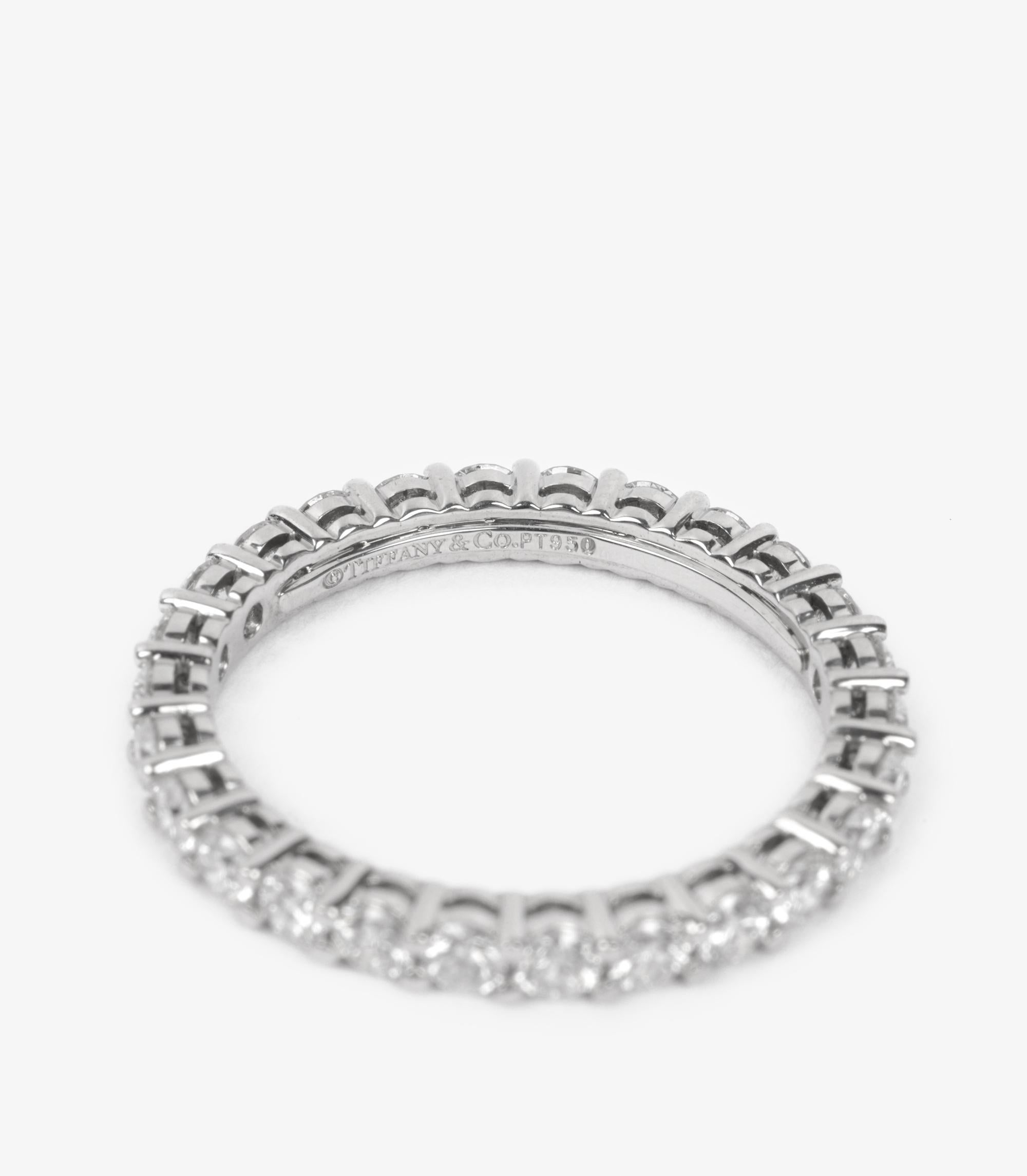Tiffany & Co. Brilliant Cut Diamond Platinum Half Eternity Ring In Excellent Condition For Sale In Bishop's Stortford, Hertfordshire
