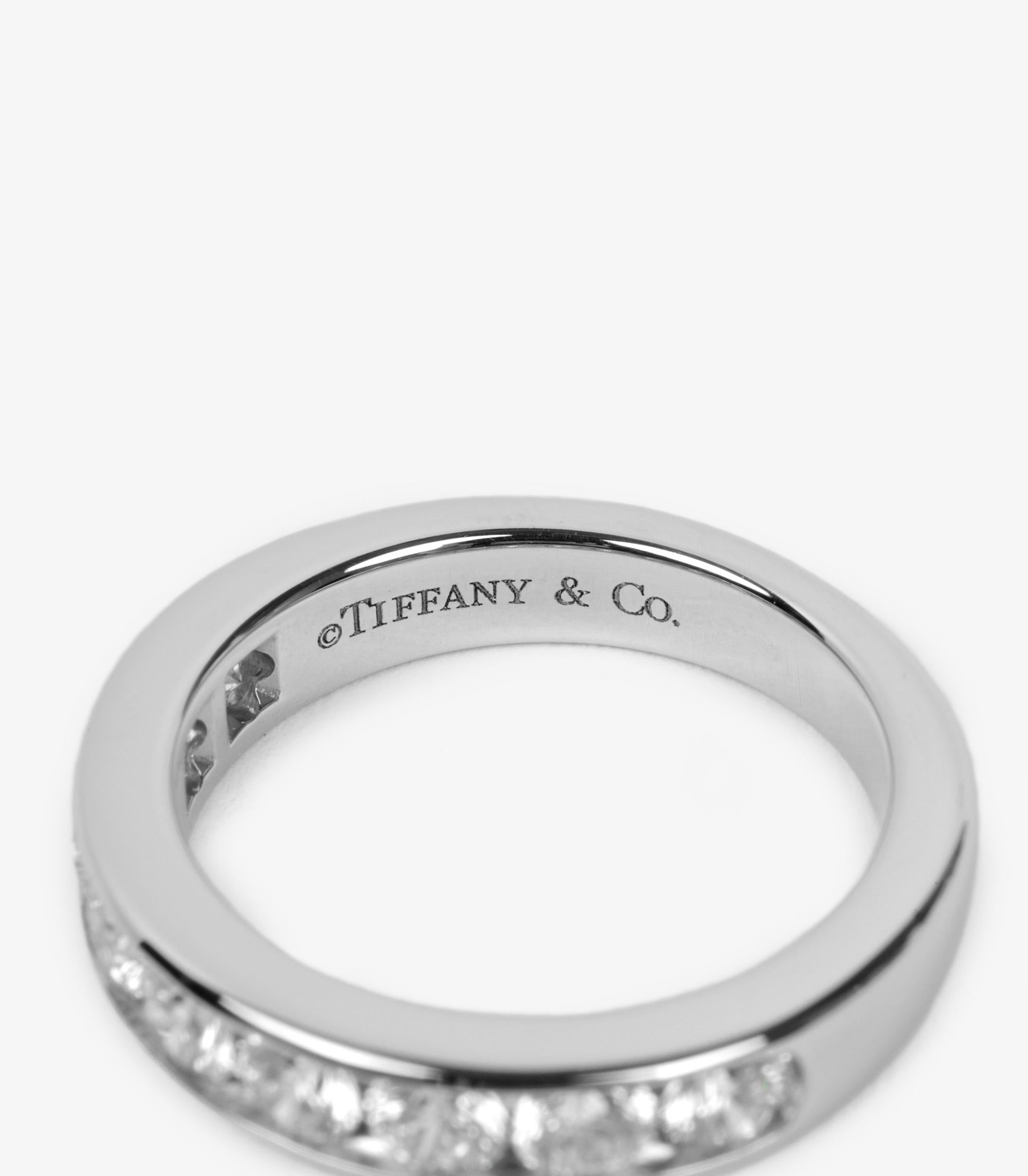 Tiffany & Co. Brilliant Cut Diamond Platinum Half Eternity Ring In Excellent Condition For Sale In Bishop's Stortford, Hertfordshire