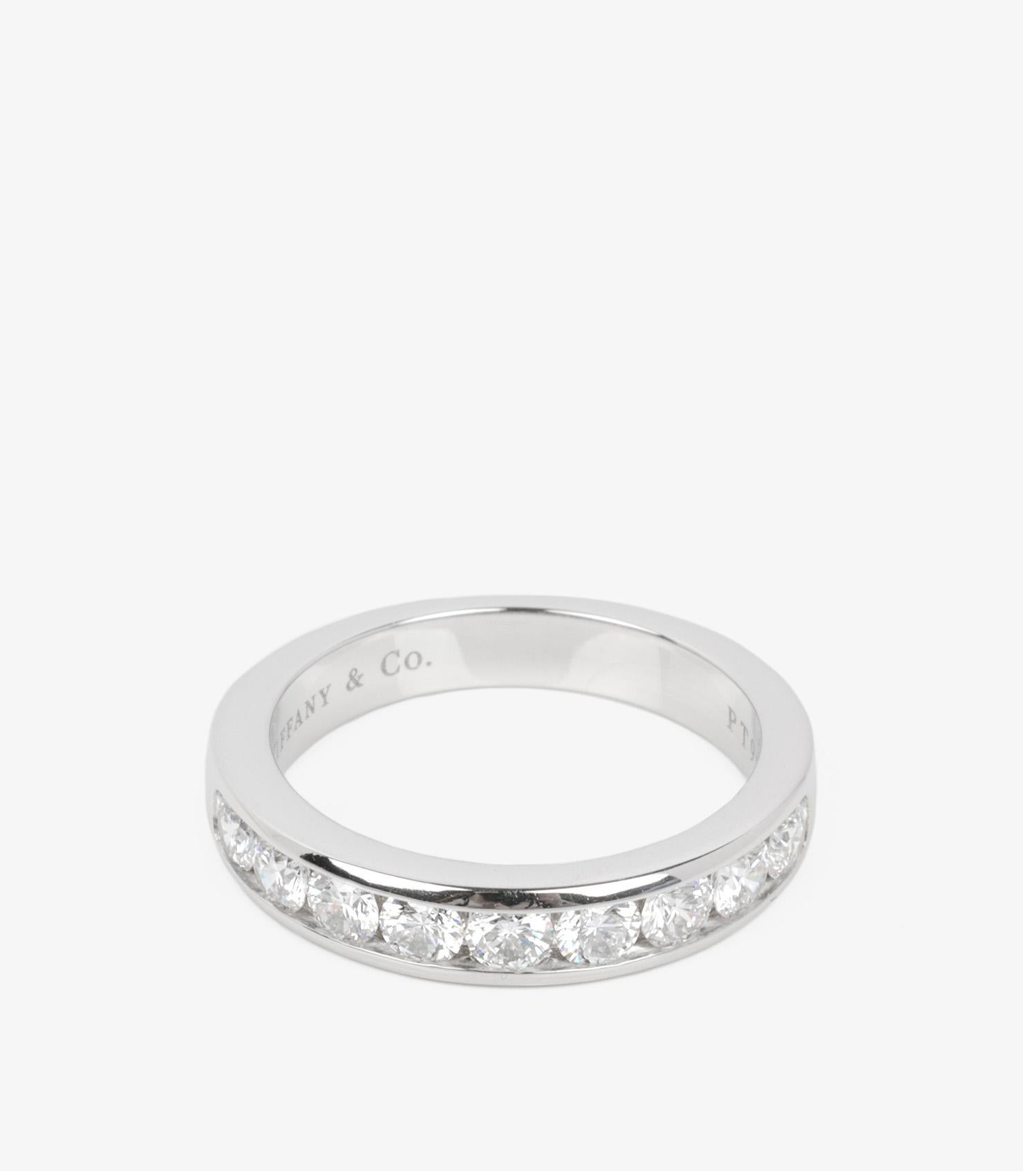 Tiffany & Co. Brilliant Cut Diamond Platinum Half Eternity Ring In Excellent Condition For Sale In Bishop's Stortford, Hertfordshire