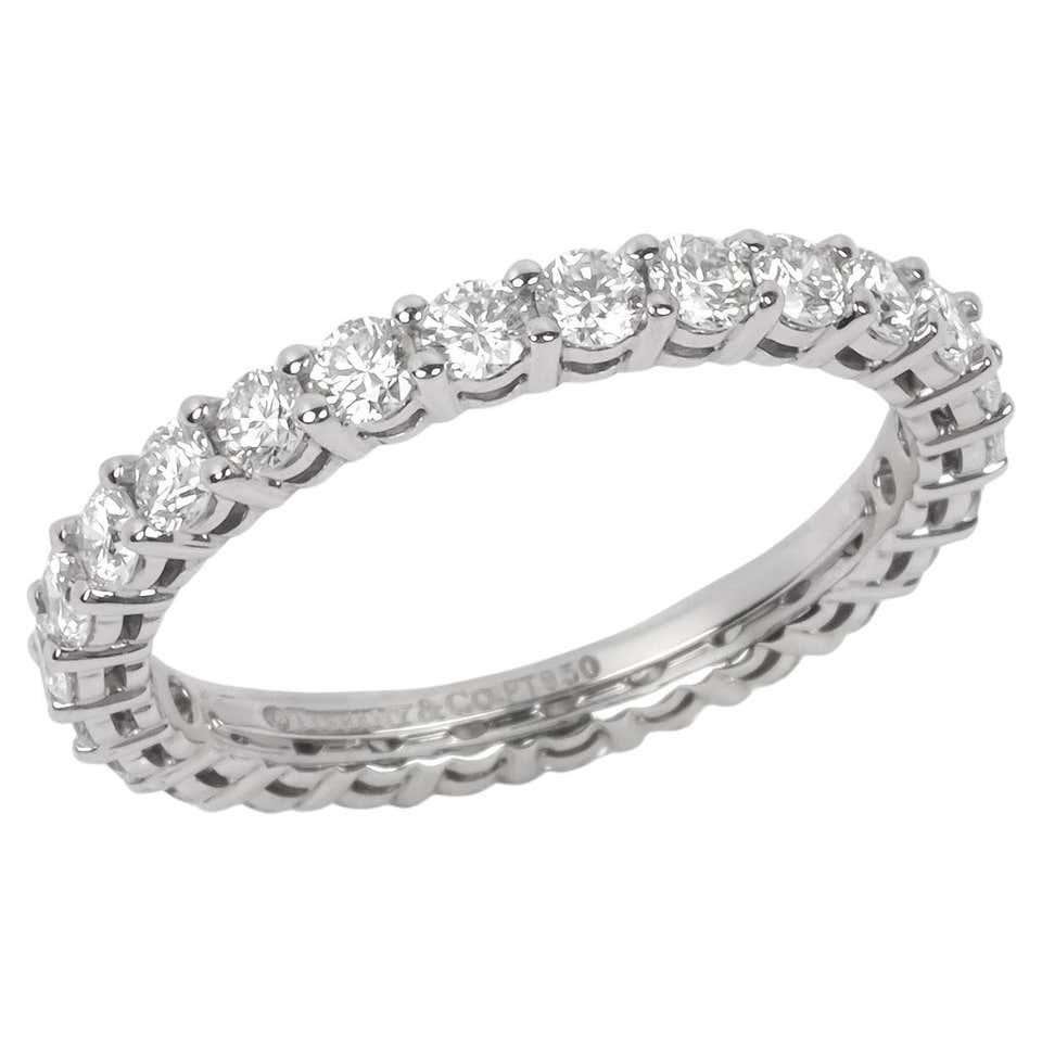 Half Ring Vintage Tiffany and Co. Half Eternity Diamond Ring in Platinum For Sale ...