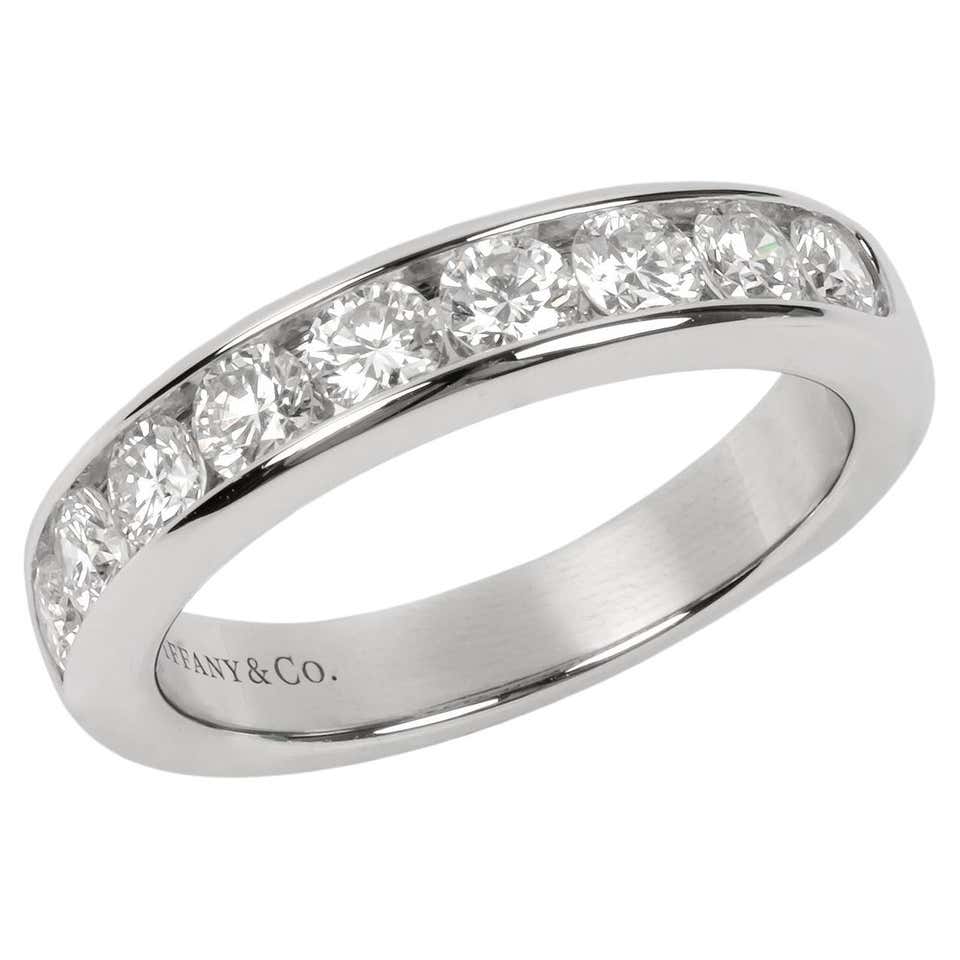Half Ring Tiffany and Co. Round Brilliant Diamond Platinum Embrace Half Eternity ...