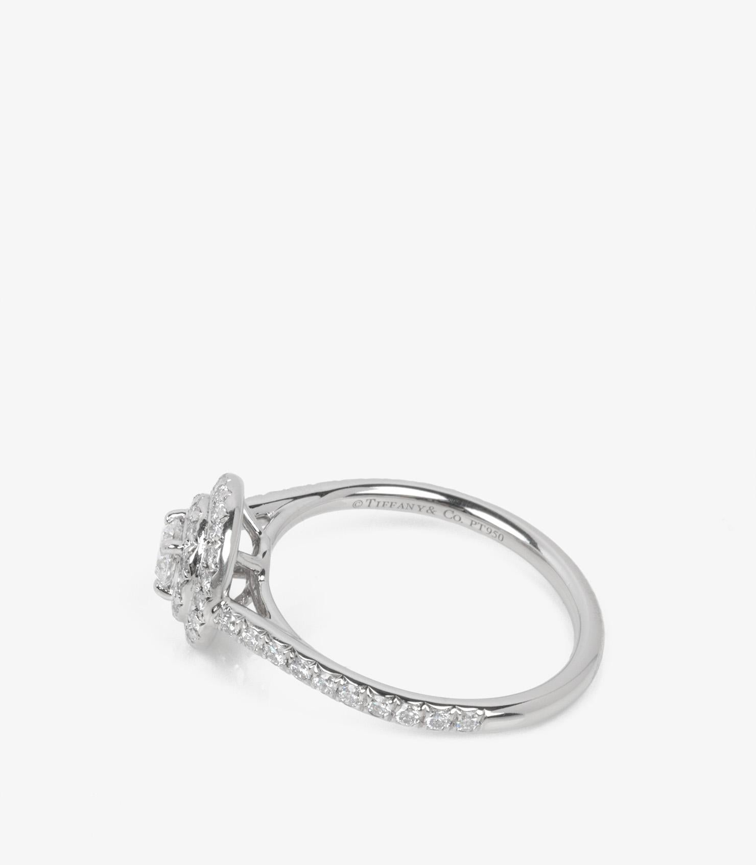 Tiffany & Co. Brilliant Cut Diamond Platinum Soleste Ring In Excellent Condition For Sale In Bishop's Stortford, Hertfordshire
