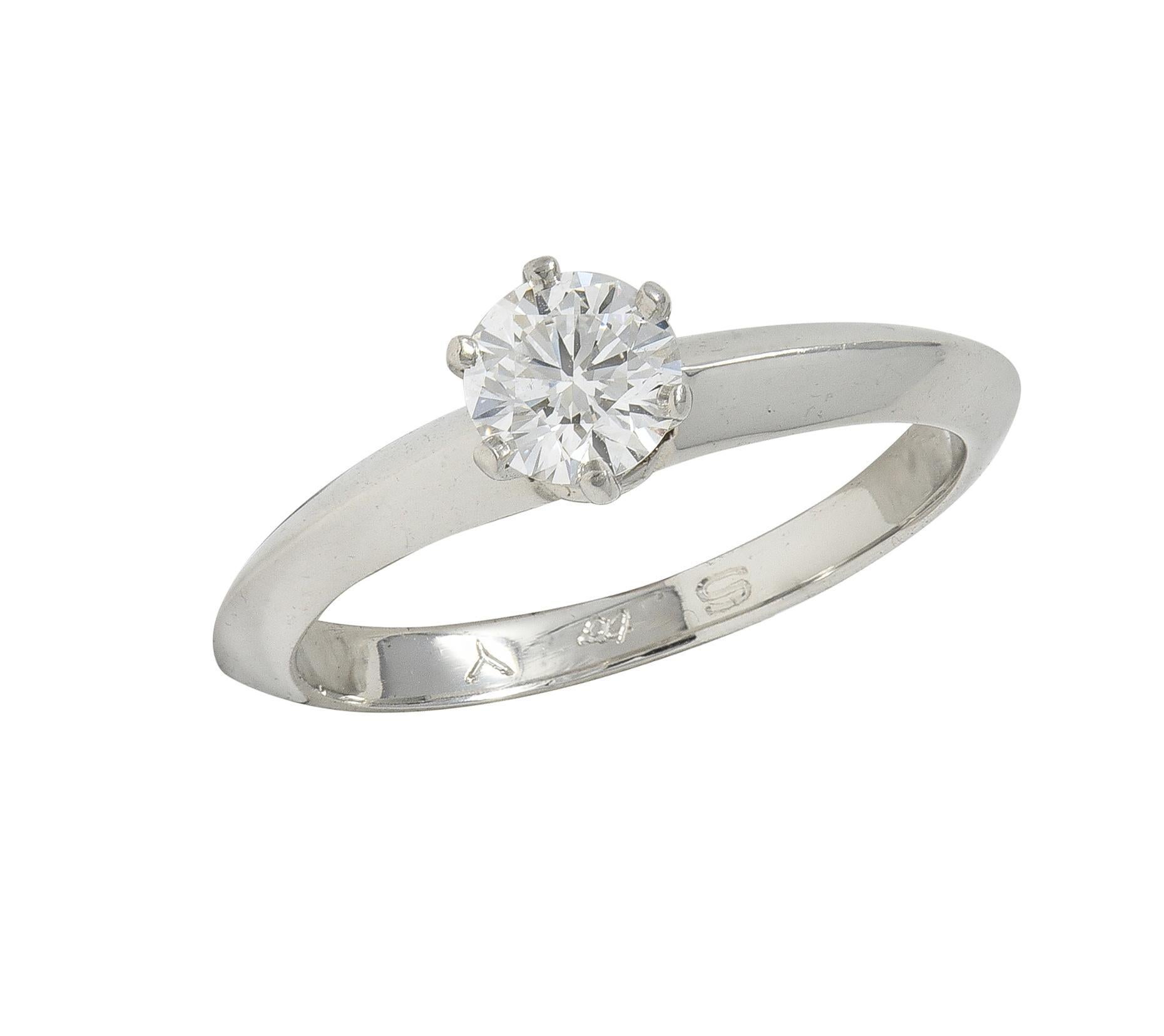 Tiffany & Co. Brilliant Diamond Platinum Contemporary Solitaire Engagement Ring For Sale 5