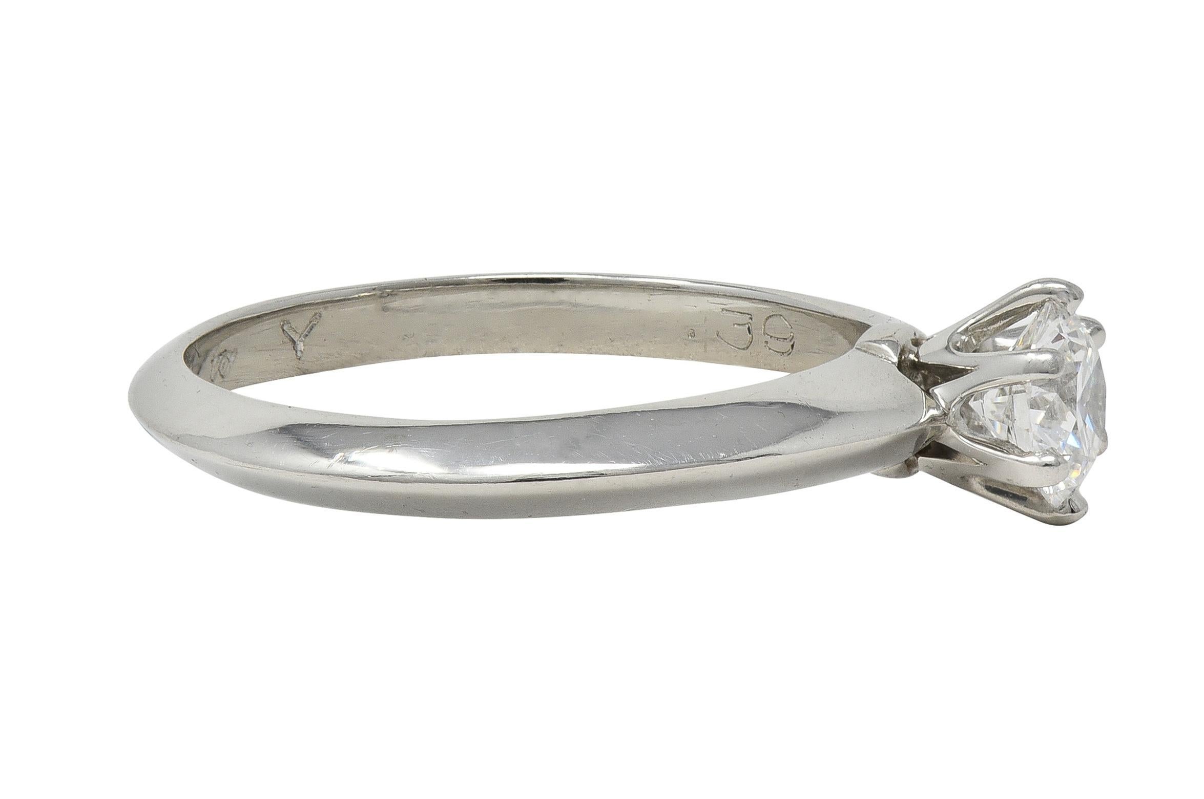 Brilliant Cut Tiffany & Co. Brilliant Diamond Platinum Contemporary Solitaire Engagement Ring For Sale
