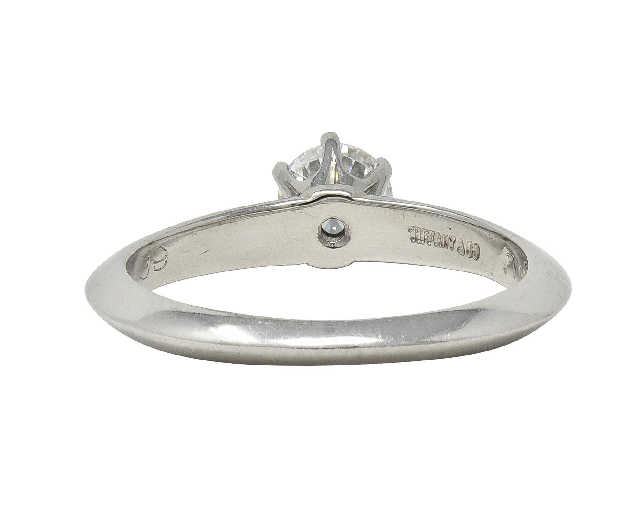 Tiffany & Co. Brilliant Diamond Platinum Contemporary Solitaire Engagement Ring In Excellent Condition For Sale In Philadelphia, PA