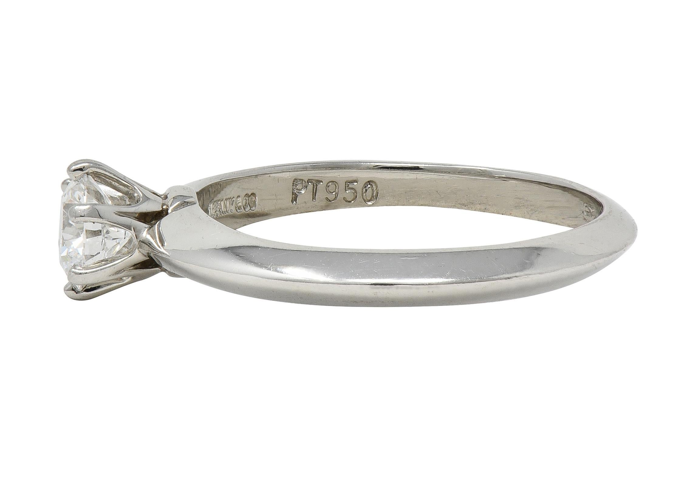 Women's or Men's Tiffany & Co. Brilliant Diamond Platinum Contemporary Solitaire Engagement Ring For Sale