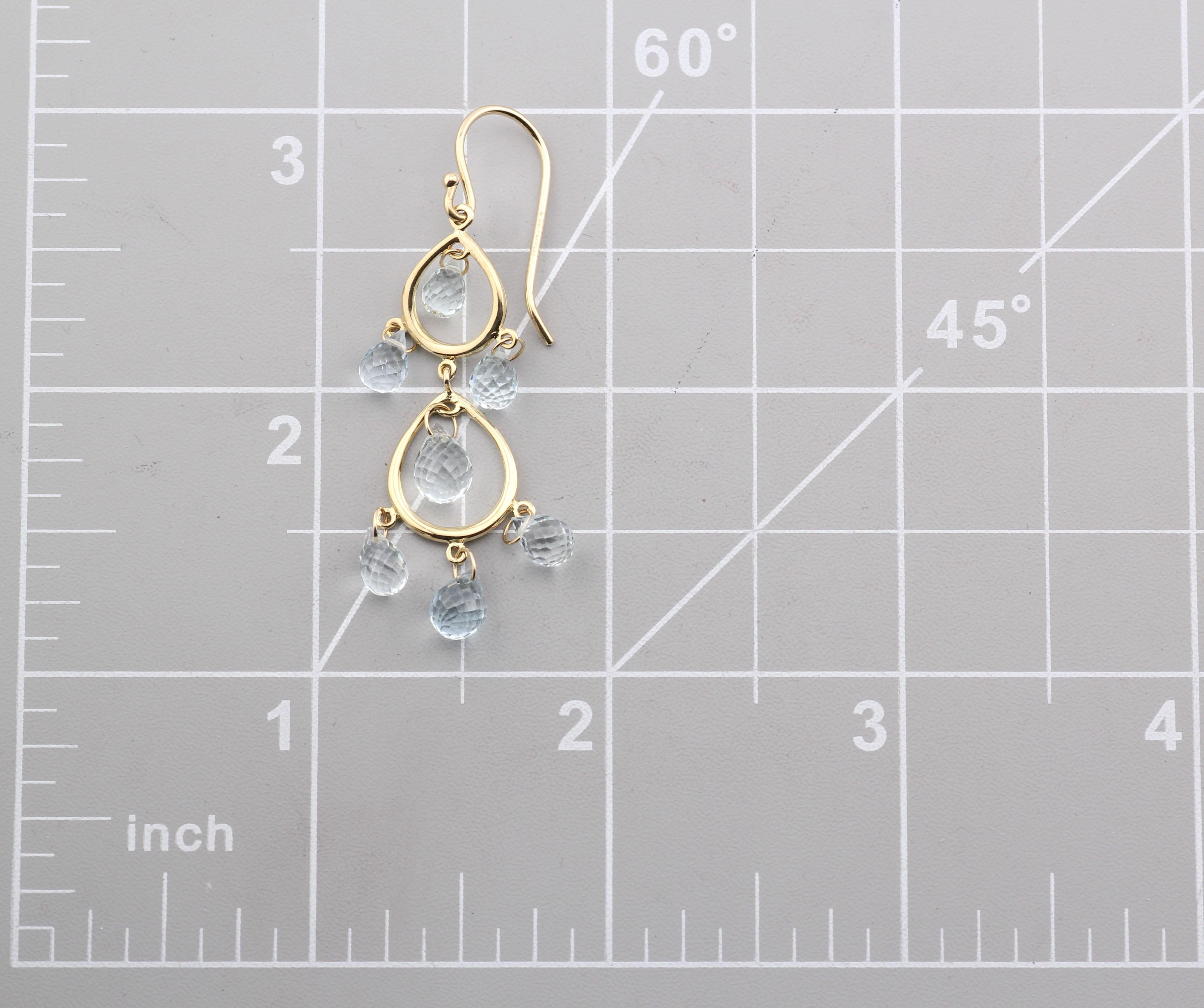 Tiffany & Co. Boucles d'oreilles chandelier en or jaune 18k avec aigue-marine Briolette en vente 5