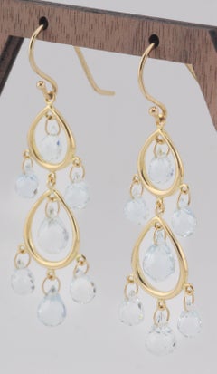 Tiffany & Co. Briolette Aquamarine 18k Yellow Gold Chandelier Earrings