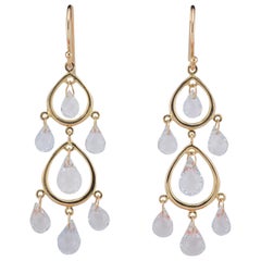 Tiffany
Co. Boucles d
oreilles chandelier en or jaune 18k avec aigue-marine Briolette