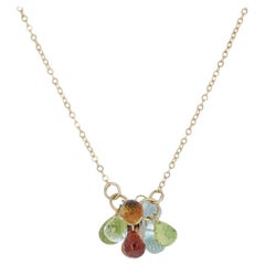 Vintage Tiffany & Co. Briolette Cut Multi-Gemstone Necklace 18 Karat Gold Aquamarine