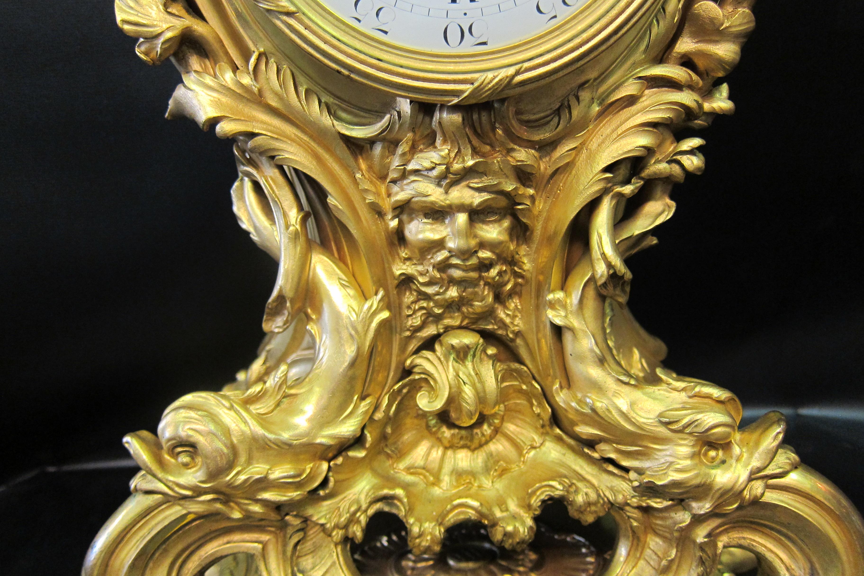 French Tiffany & Co. Bronze Clock Ensemble, E. Colin & Cie For Sale
