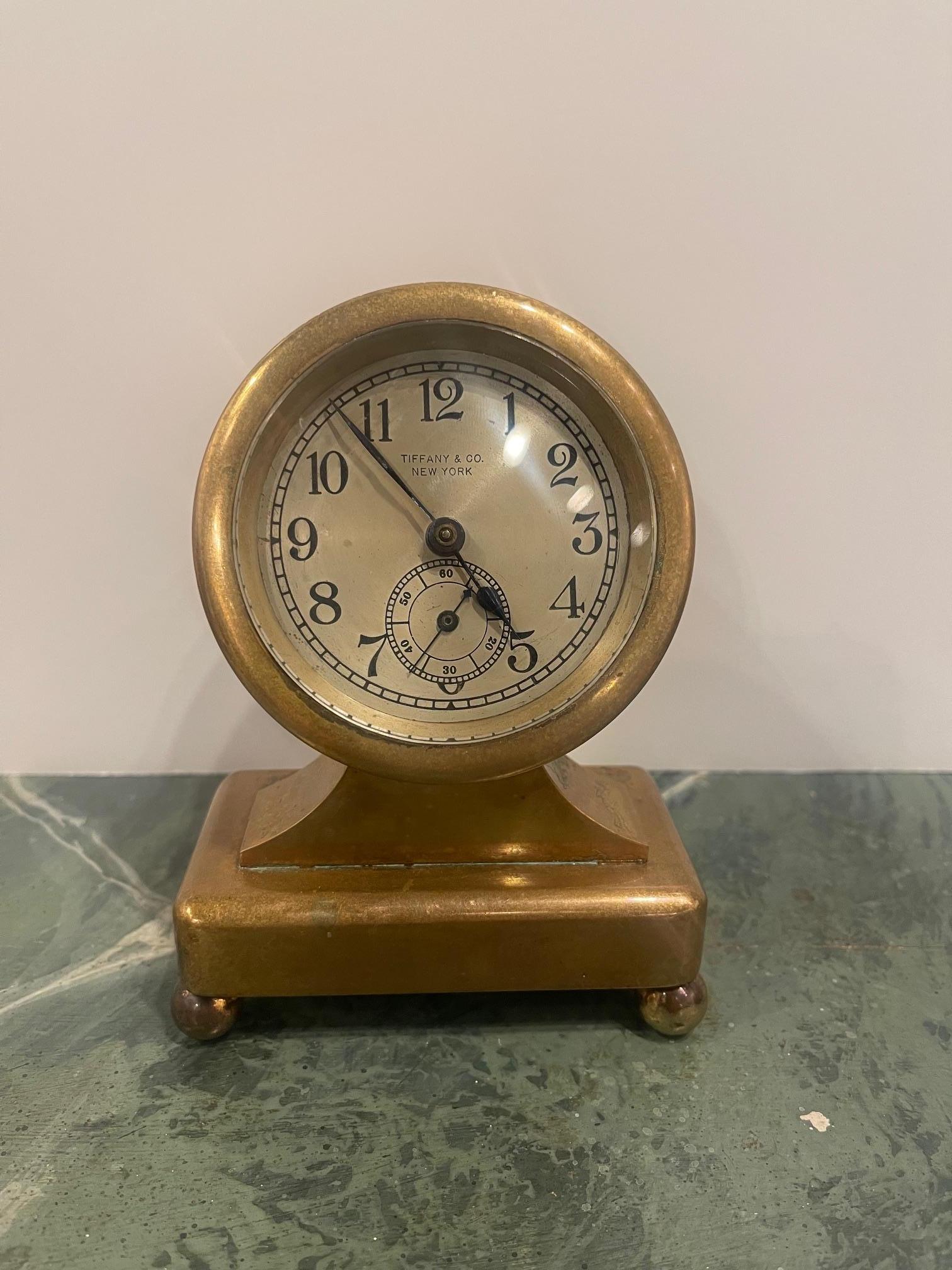 American Tiffany & Co. Bronze Desk Clock, Early 20th century For Sale