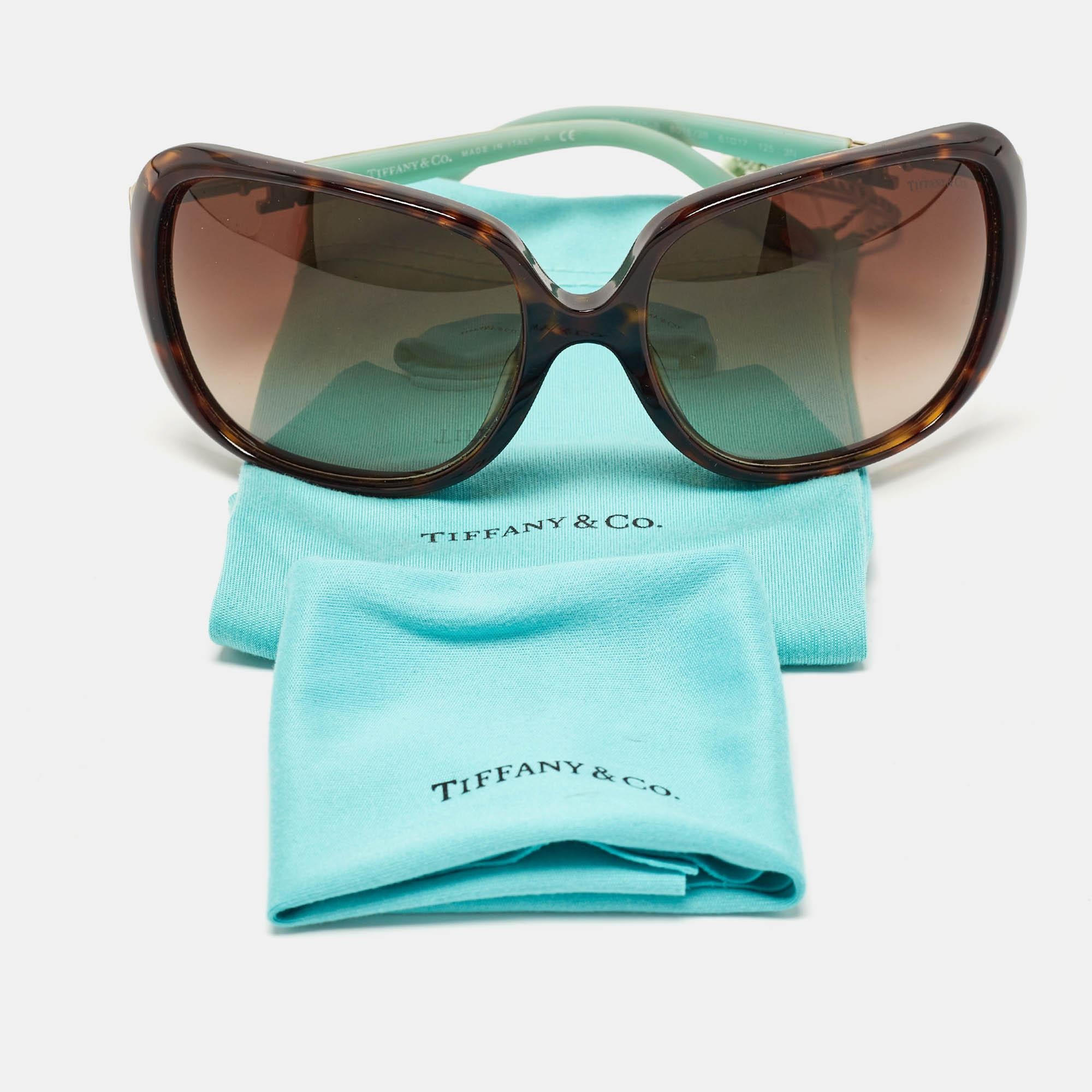 Tiffany & Co. Brown Gradient TF 4055 Heart Key Crystals Oversized Sunglasses 3