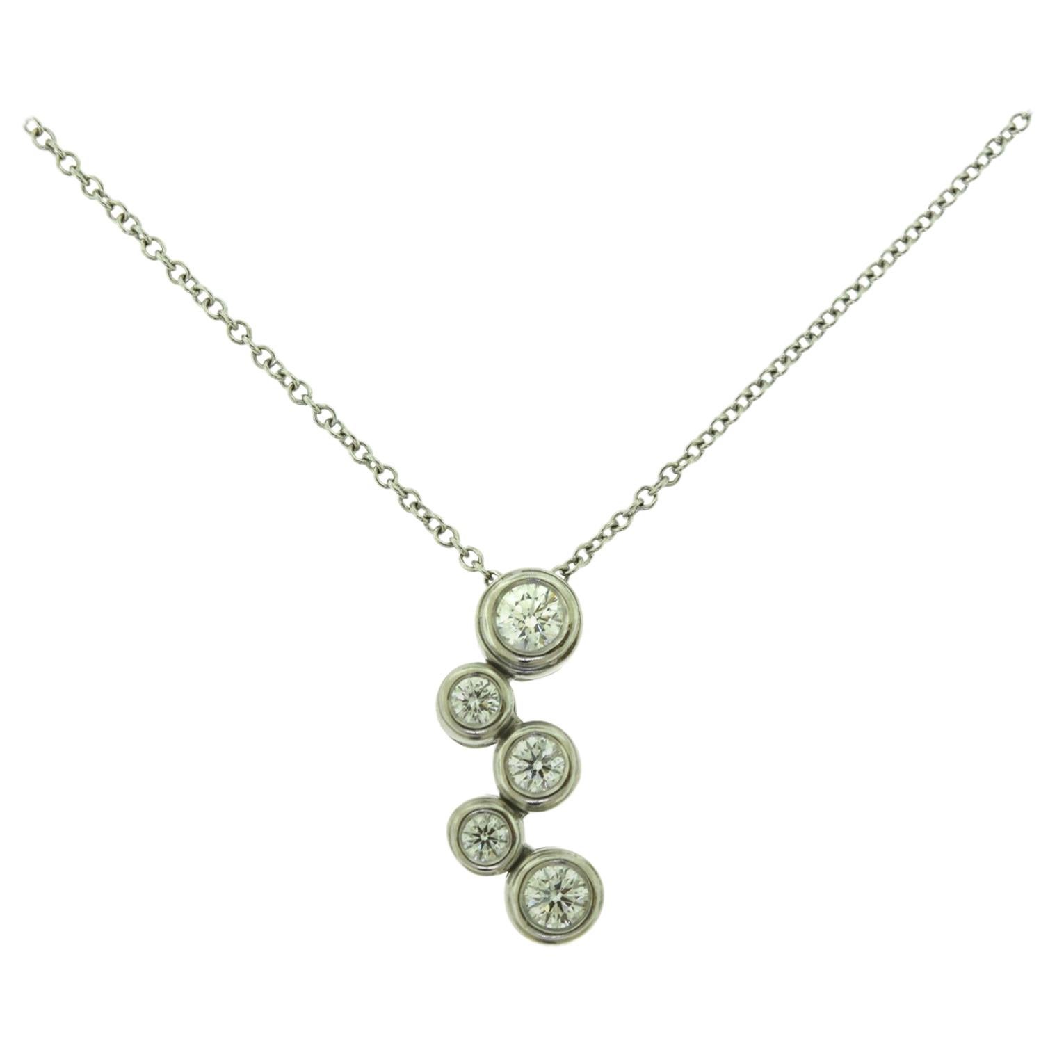 Tiffany & Co. "Bubble" 5-Round Diamond Necklace in Platinum, Vintage