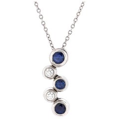 Tiffany & Co. Bubble Pendant Necklace Platinum with Diamonds and Blue Sapphires