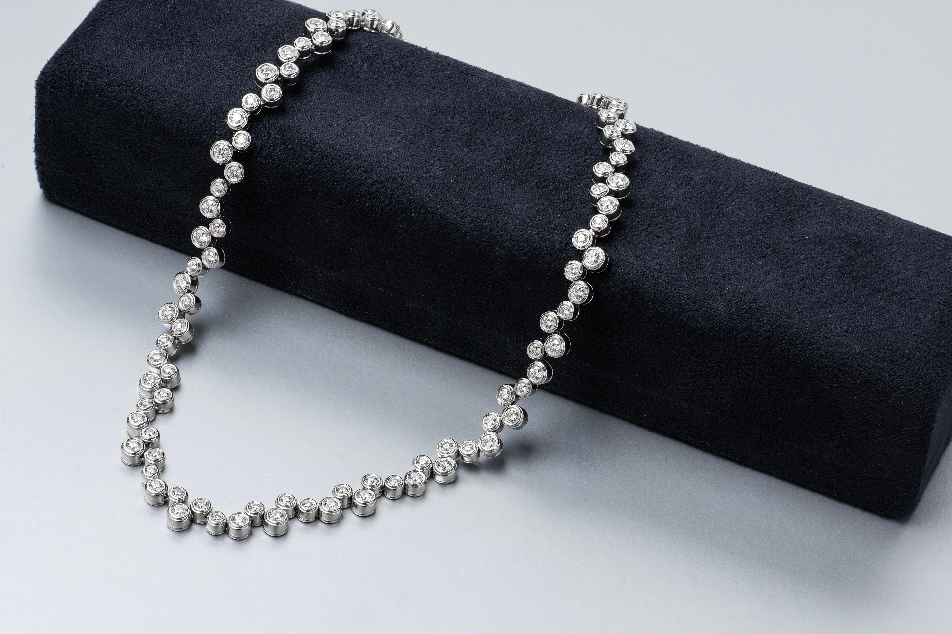 Contemporary Tiffany & Co. Bubbled Platinum Diamond Necklace For Sale