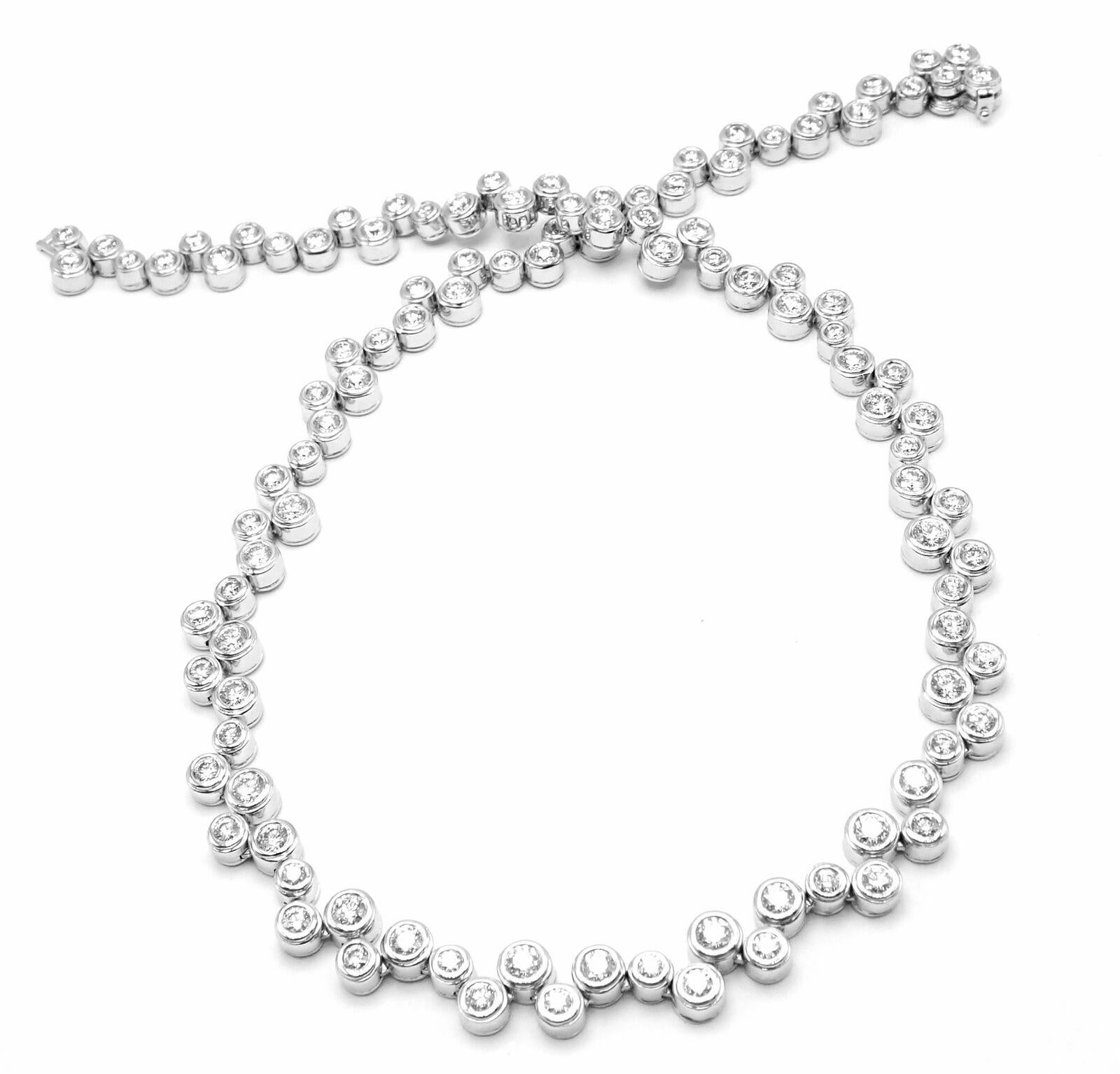 Platin-Diamant-Blasen-Halskette von Tiffany & Co. 
Mit 108 runden Diamanten im Brillantschliff mit Reinheit VS1 und Farbe G beträgt das Gesamtgewicht ca. 10ct.
Einzelheiten: 
Länge: 15