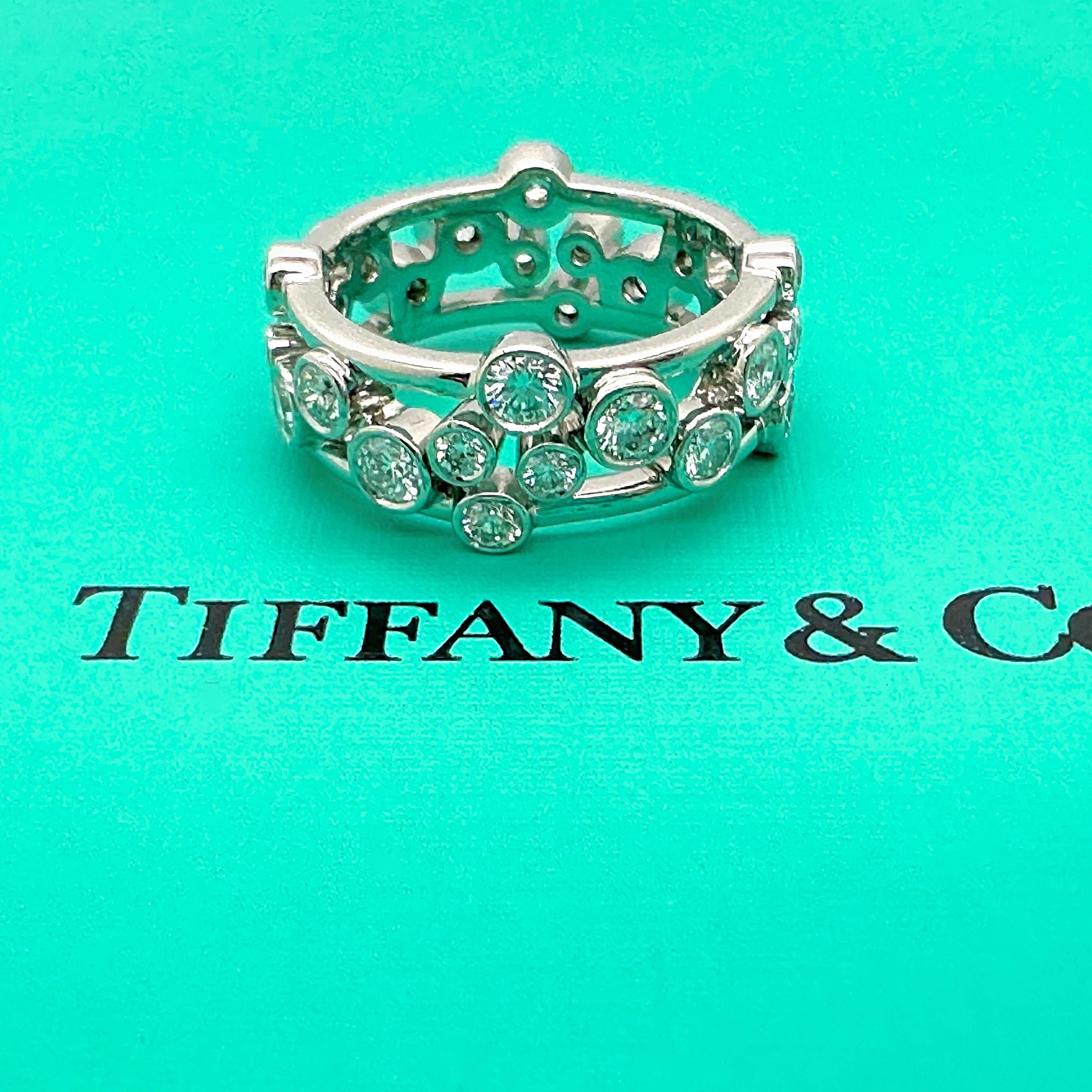 Tiffany & Co Platinum Bubbles Collection Diamond Band Ring For Sale 7