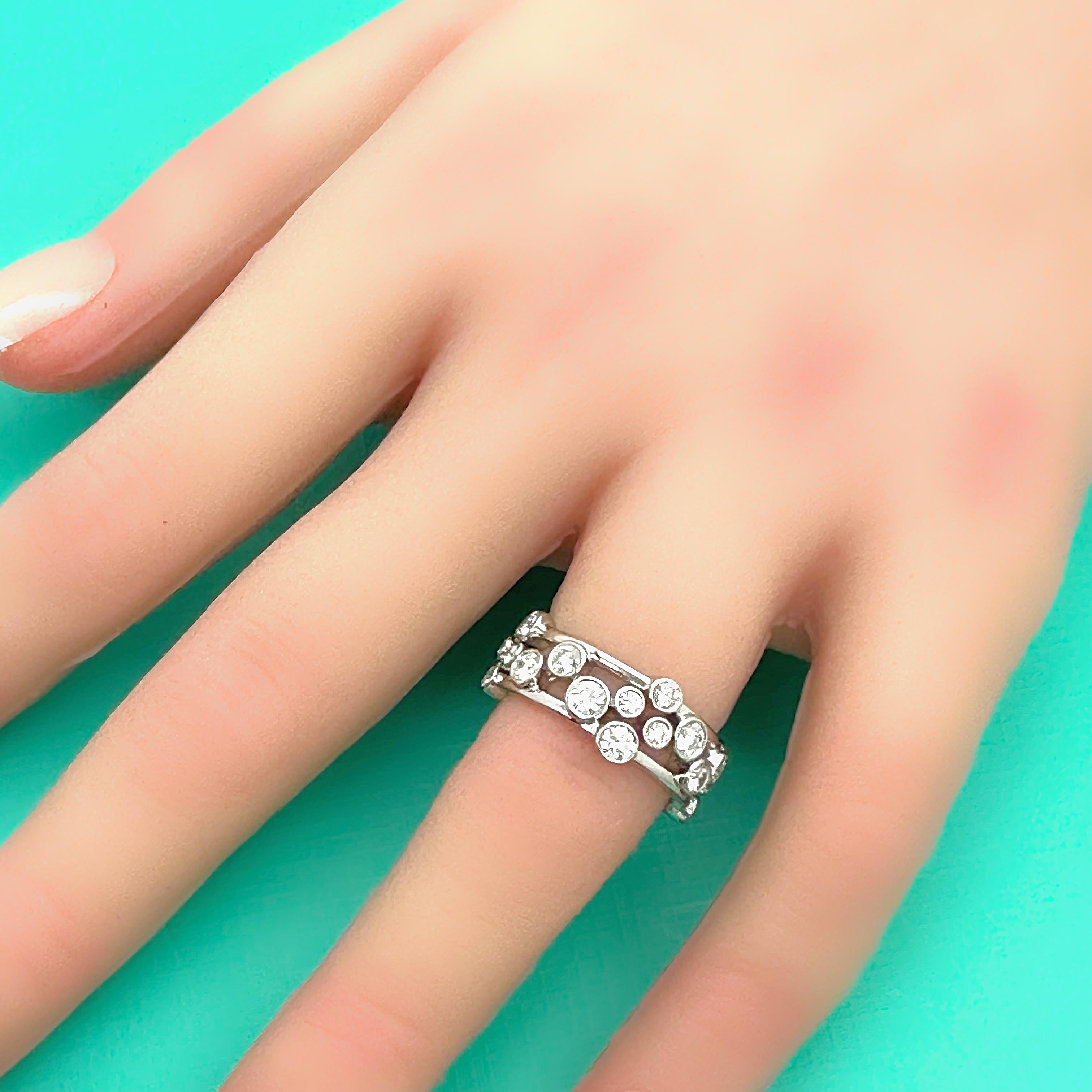 Tiffany & Co Platinum Bubbles Collection Diamond Band Ring For Sale 9