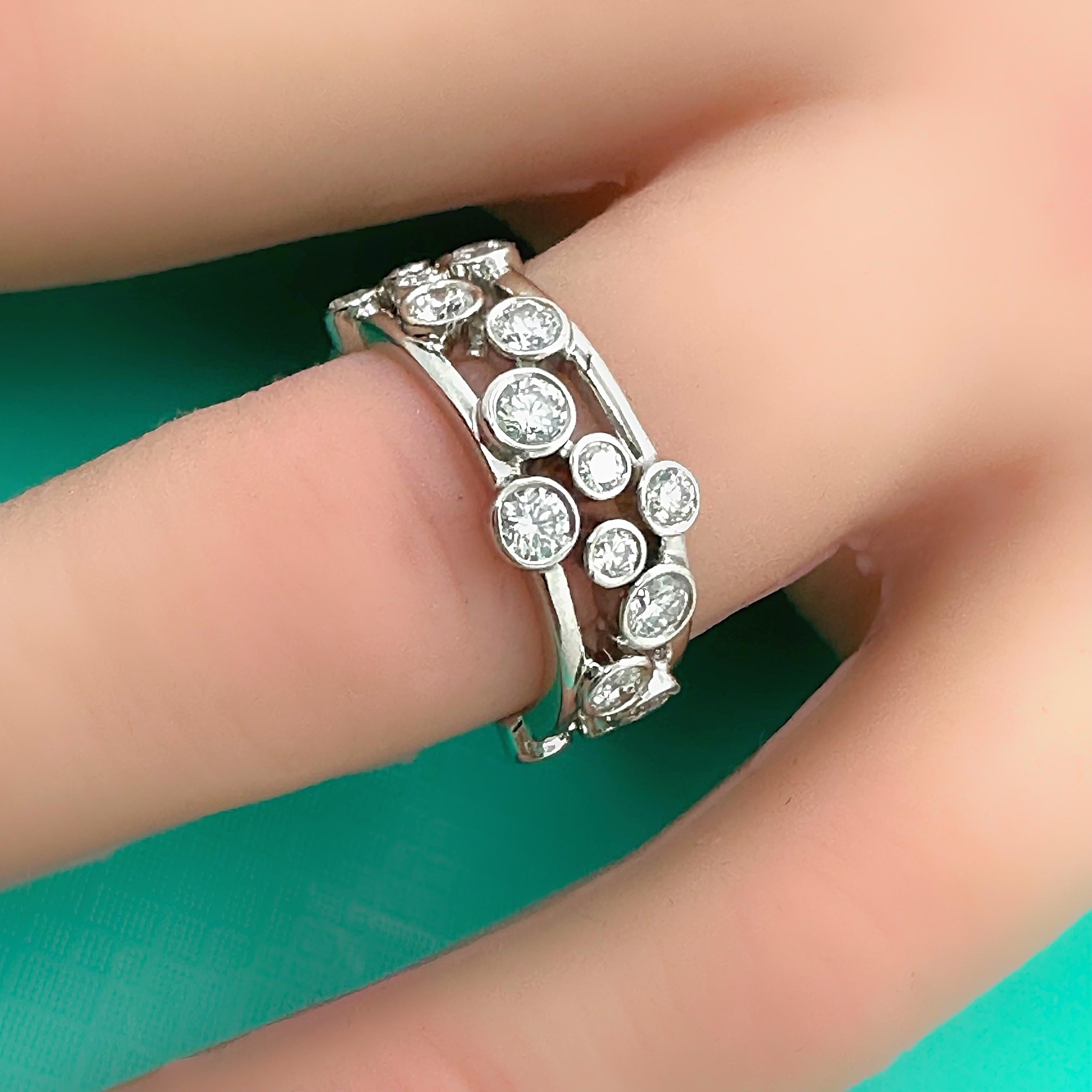 Tiffany & Co Platinum Bubbles Collection Diamond Band Ring For Sale 10