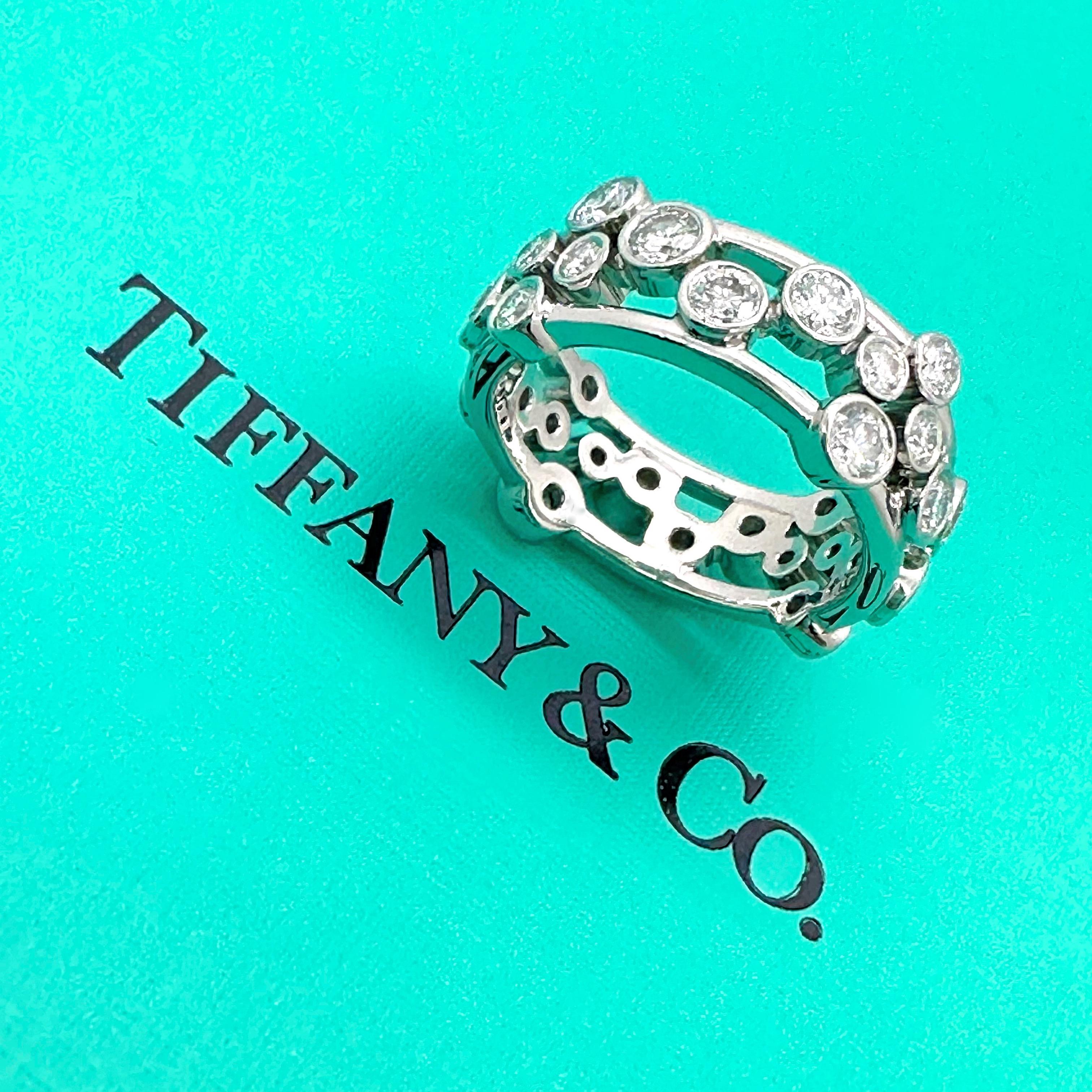 Round Cut Tiffany & Co Platinum Bubbles Collection Diamond Band Ring For Sale