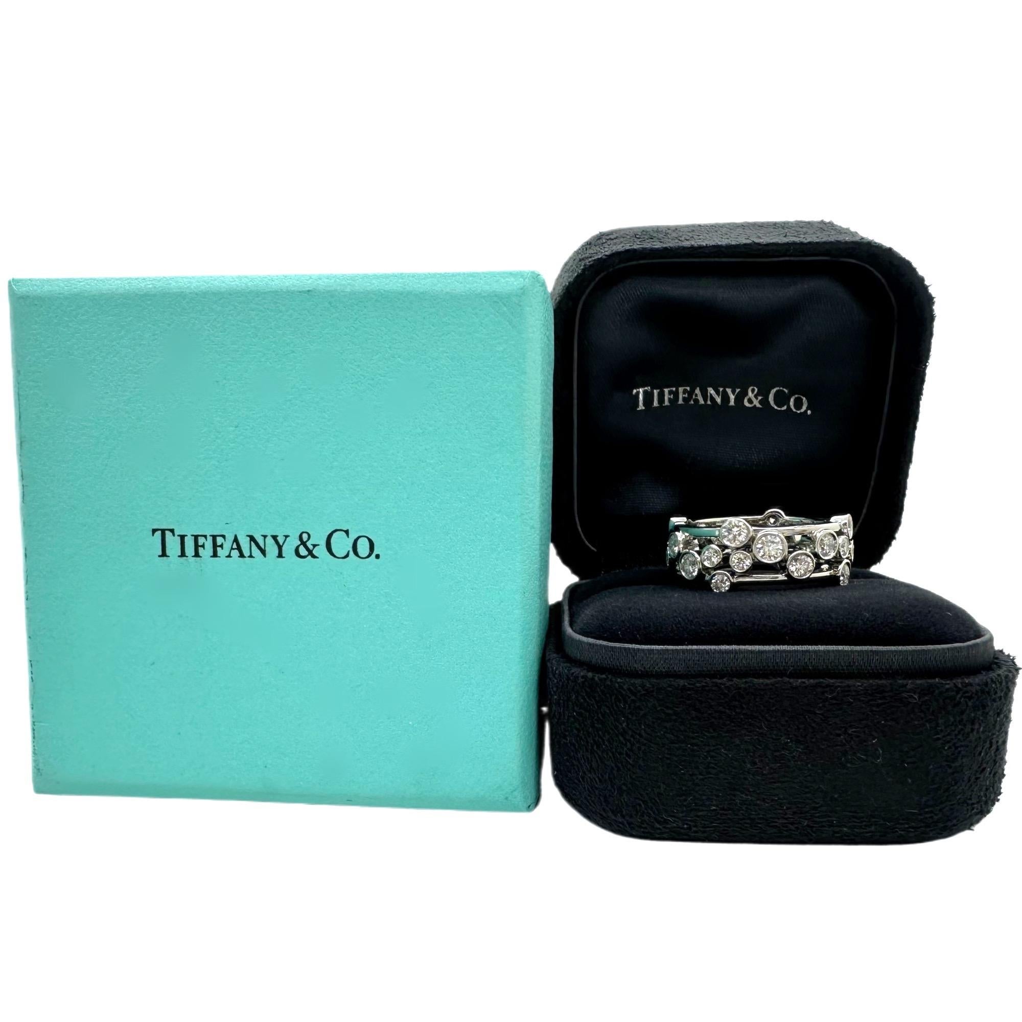 Tiffany & Co Platinum Bubbles Collection Diamond Band Ring In Excellent Condition For Sale In San Diego, CA