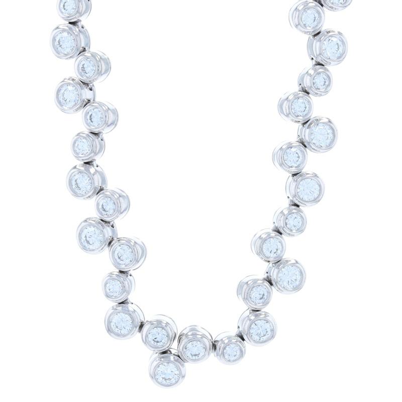 Brand: Tiffany & Co.
Collection: Bubbles
Year: 2002

Metal Content: 950 Platinum

Stone Information: 
Natural Diamonds
Total Carats: 8.40ctw
Cut: Round Brilliant 
Color: F   
Clarity: VS1 - VS2 

Necklace Style: Link 
Closure Type: Hook with
