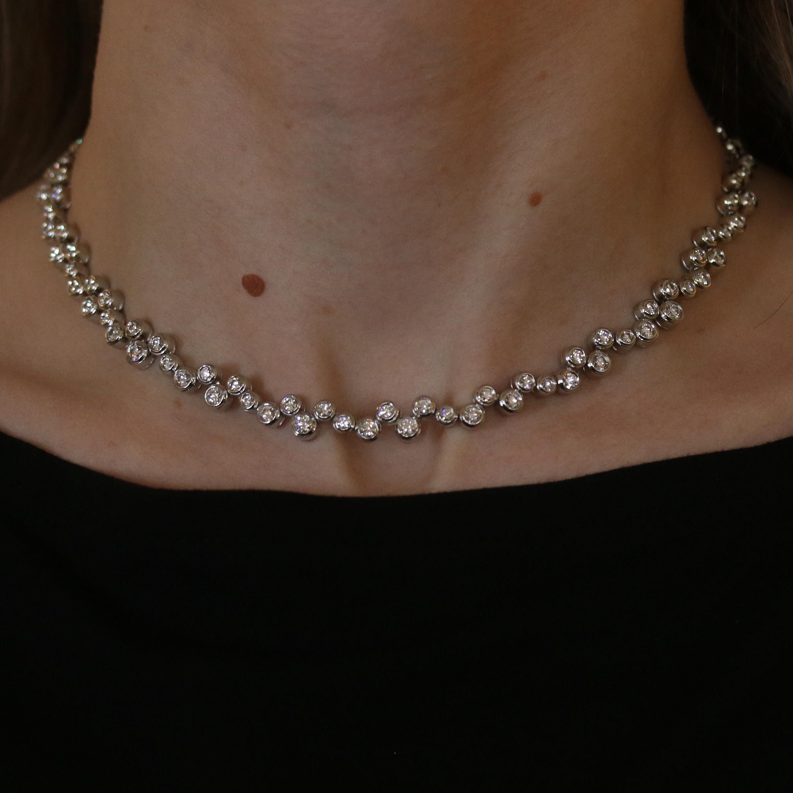 Tiffany & Co. Bubbles Diamond Necklace Platinum, 950 Round Cut 8.40ctw In Excellent Condition In Greensboro, NC