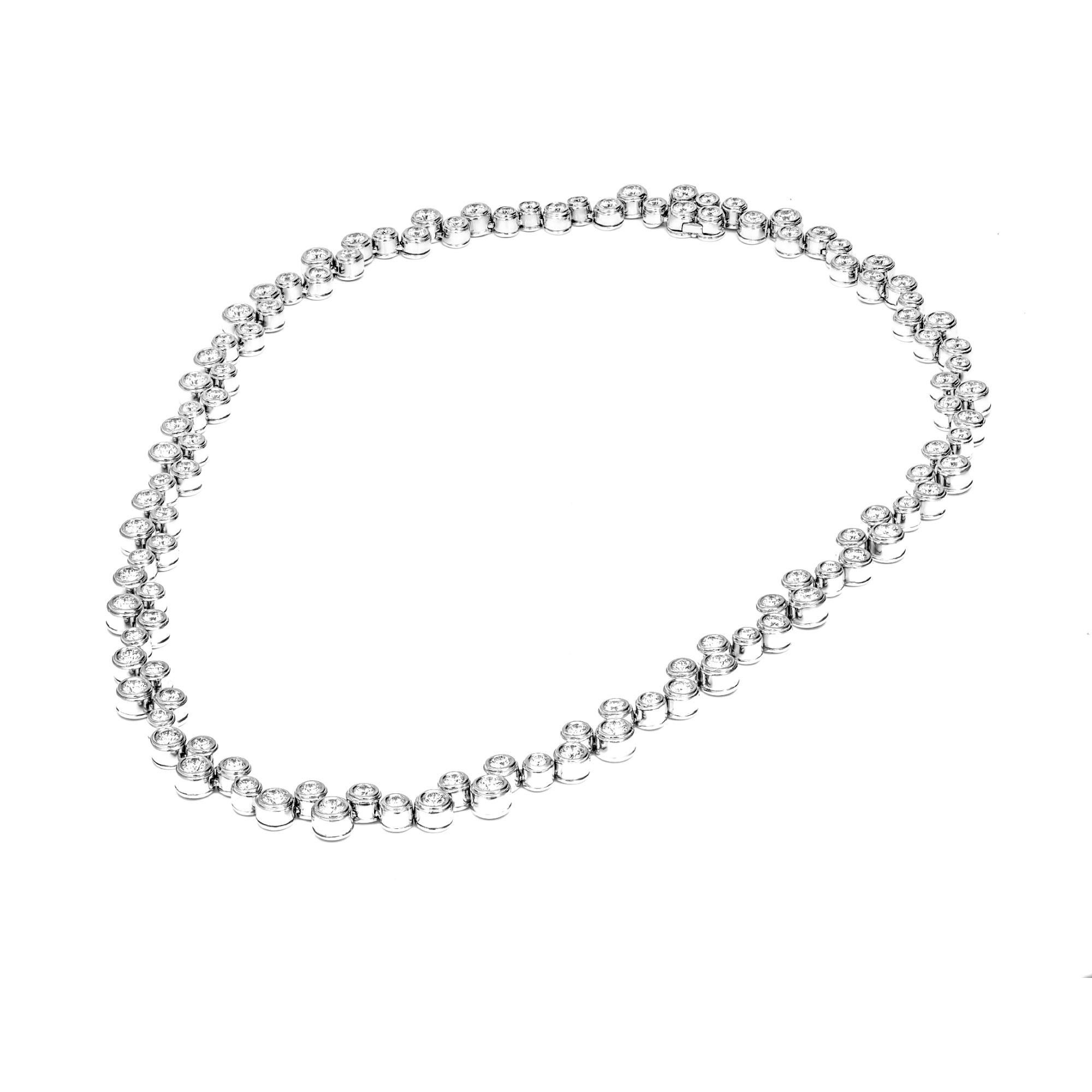 Tiffany & Co. Bubbles Platinum Diamond Necklace
110 Round diamonds totaling approximately 10ct 
Mounted in Platinum 950
Stamped inside with original hallmark on the closing mechanism 