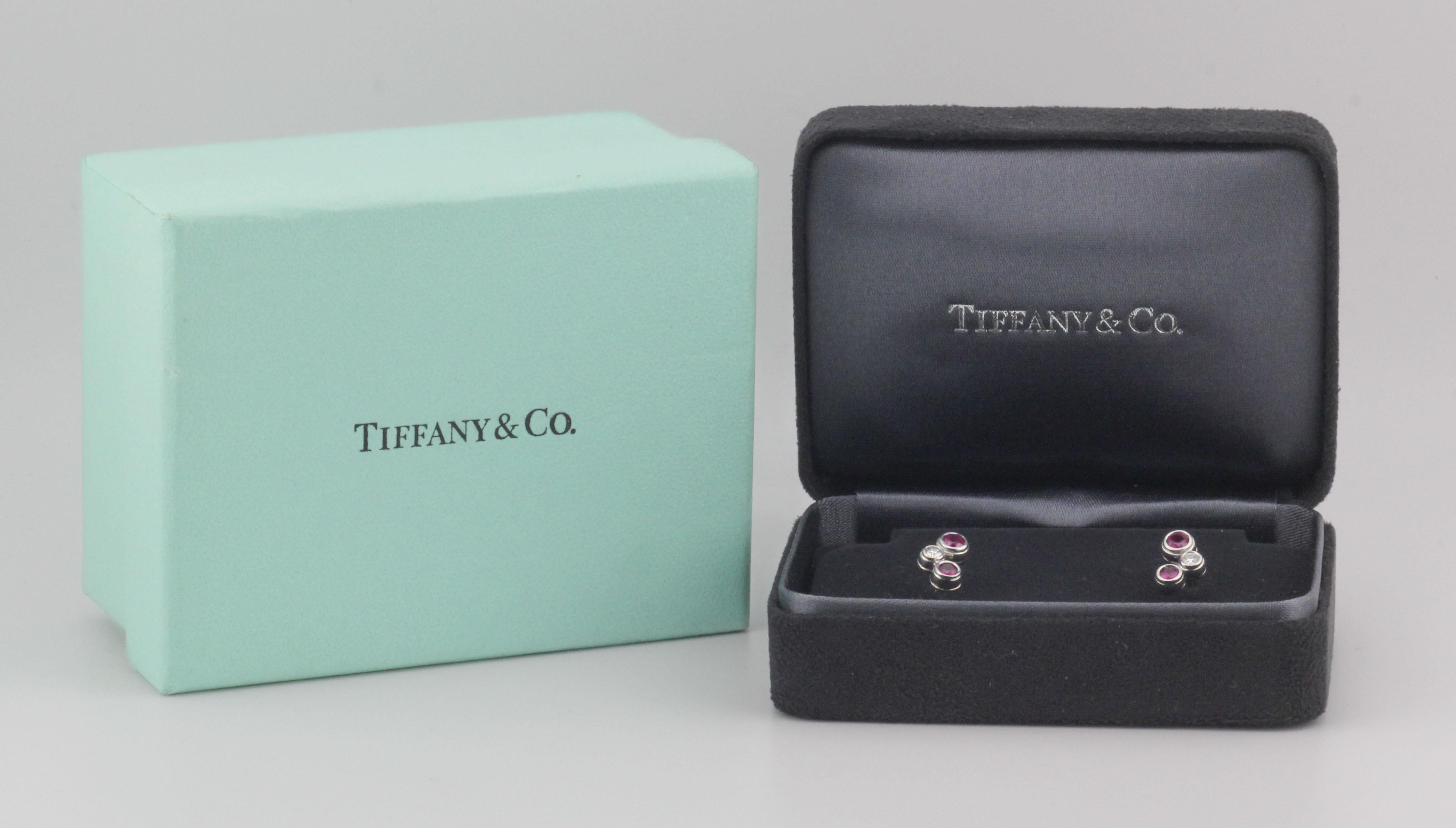 Tiffany & Co. Bubbles Ruby Diamond Platinum Stud Earrings in vendita 1