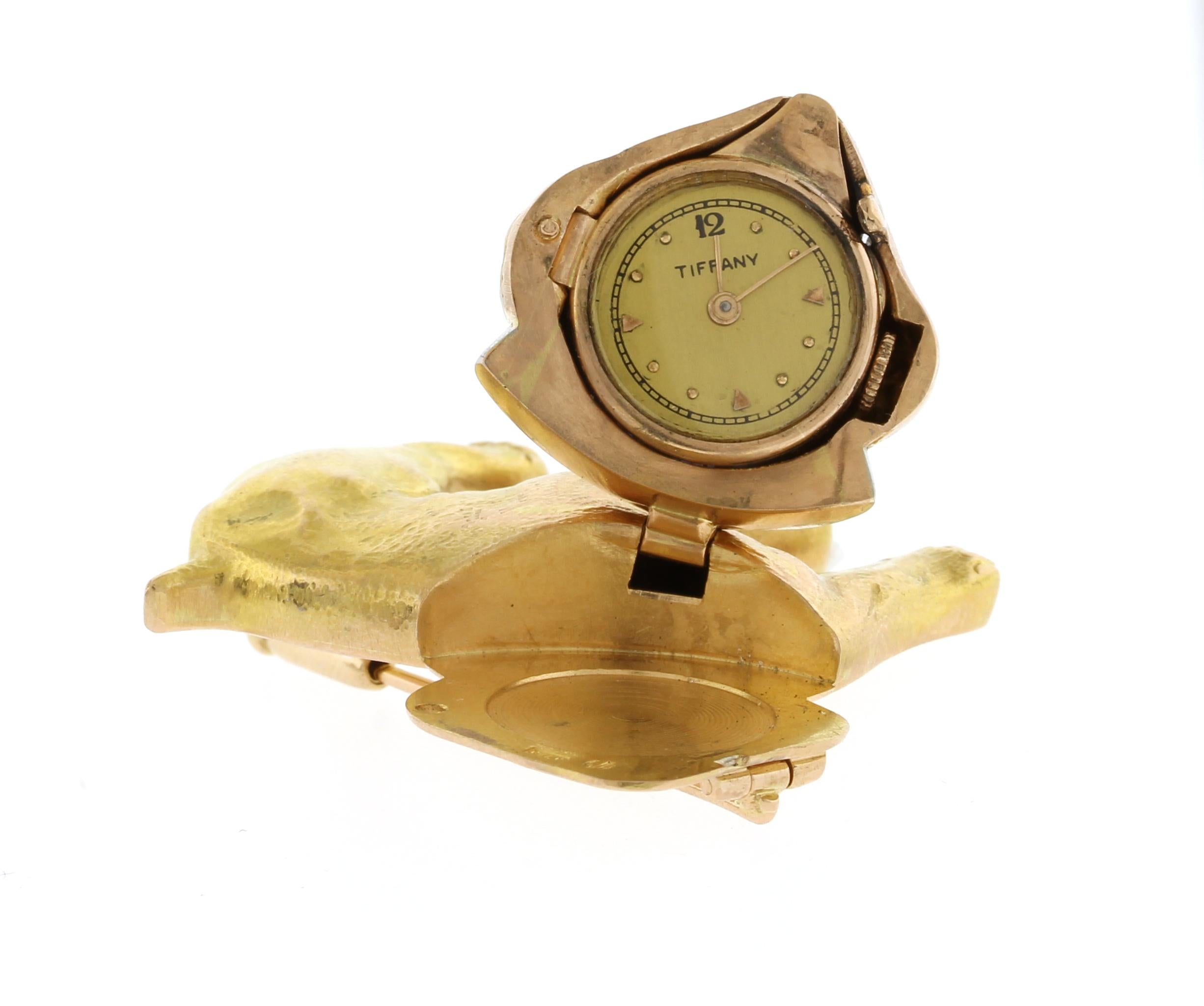 Tiffany & Co. Bulldog Brooch with Hidden lapel Watch 1
