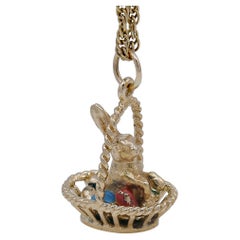 Tiffany & Co. Bunny Egg Basket Gold Charm Pendant