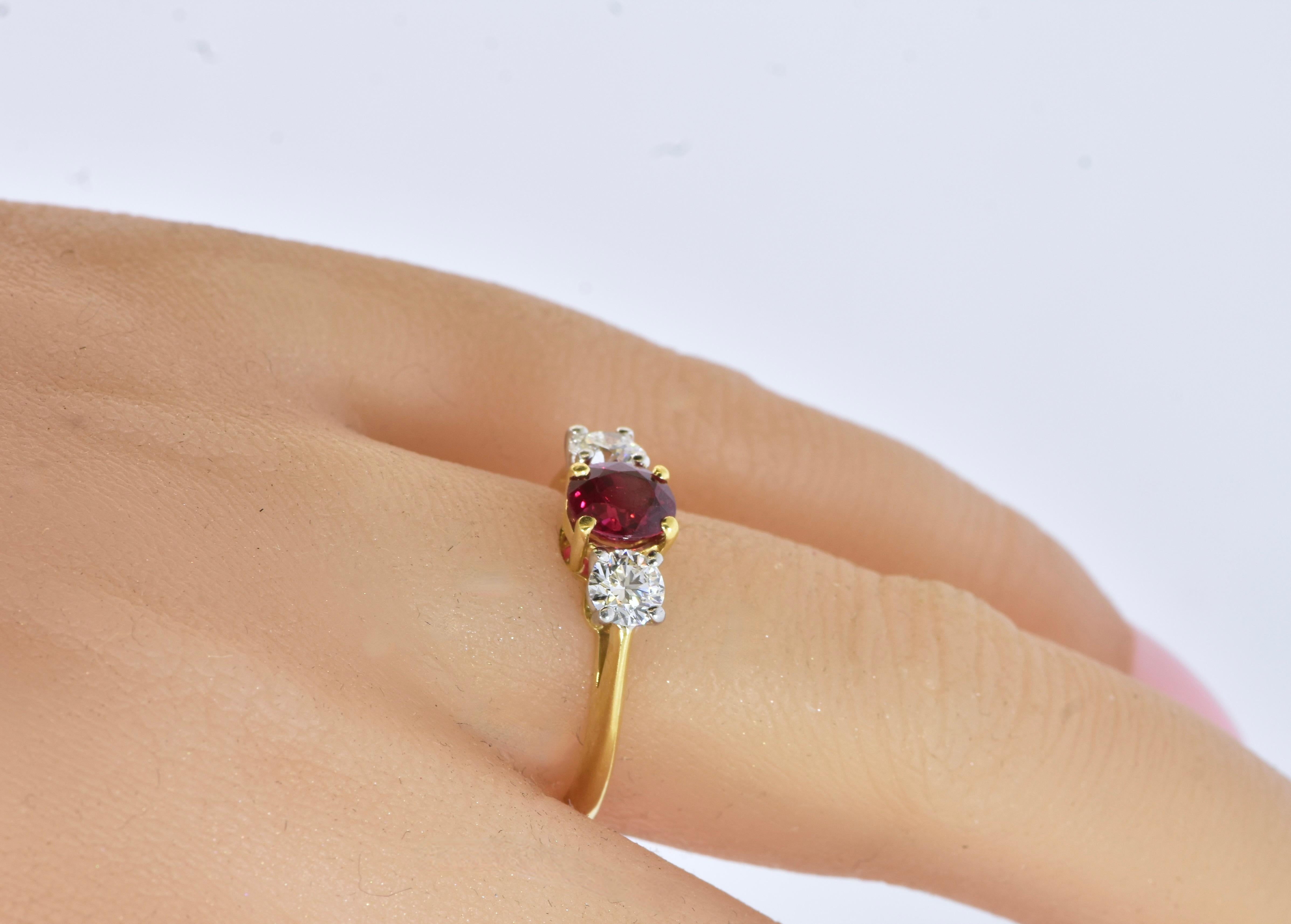 Contemporary Tiffany & Co. Burma Ruby and Diamond  18K Ring, GIA Graded Pigeon Blood.