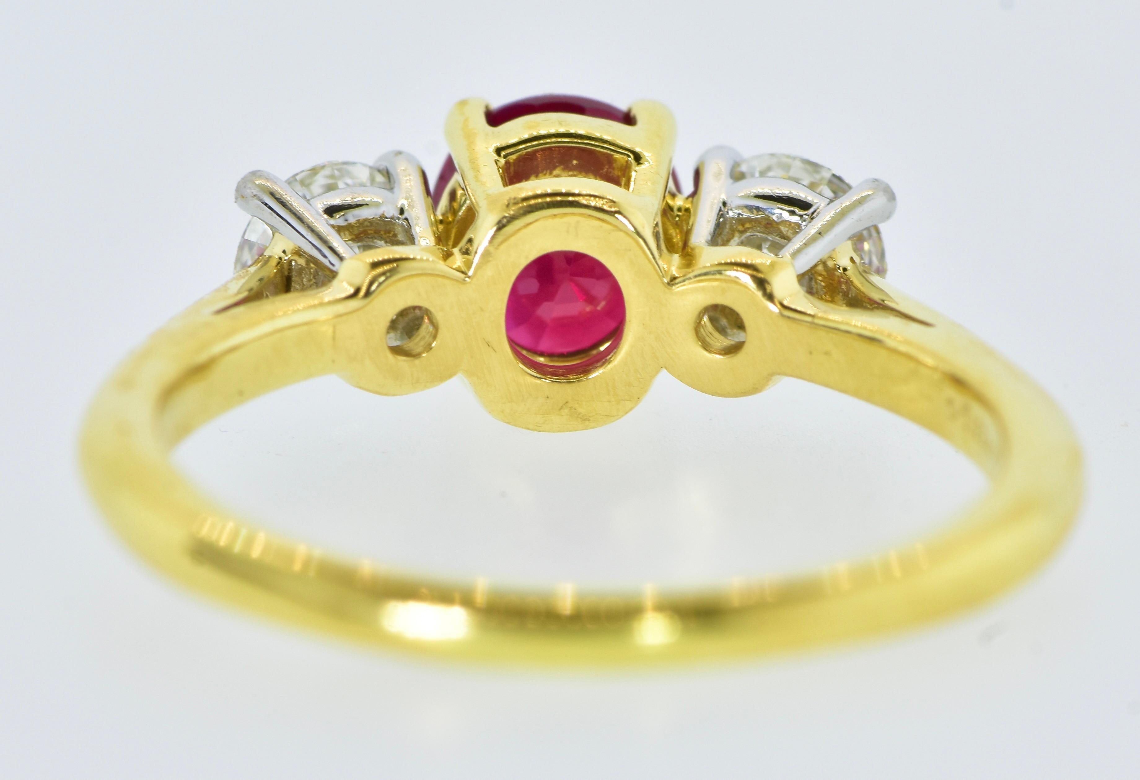 Tiffany & Co. Burma Ruby and Diamond  18K Ring, GIA Graded Pigeon Blood. In Excellent Condition In Aspen, CO