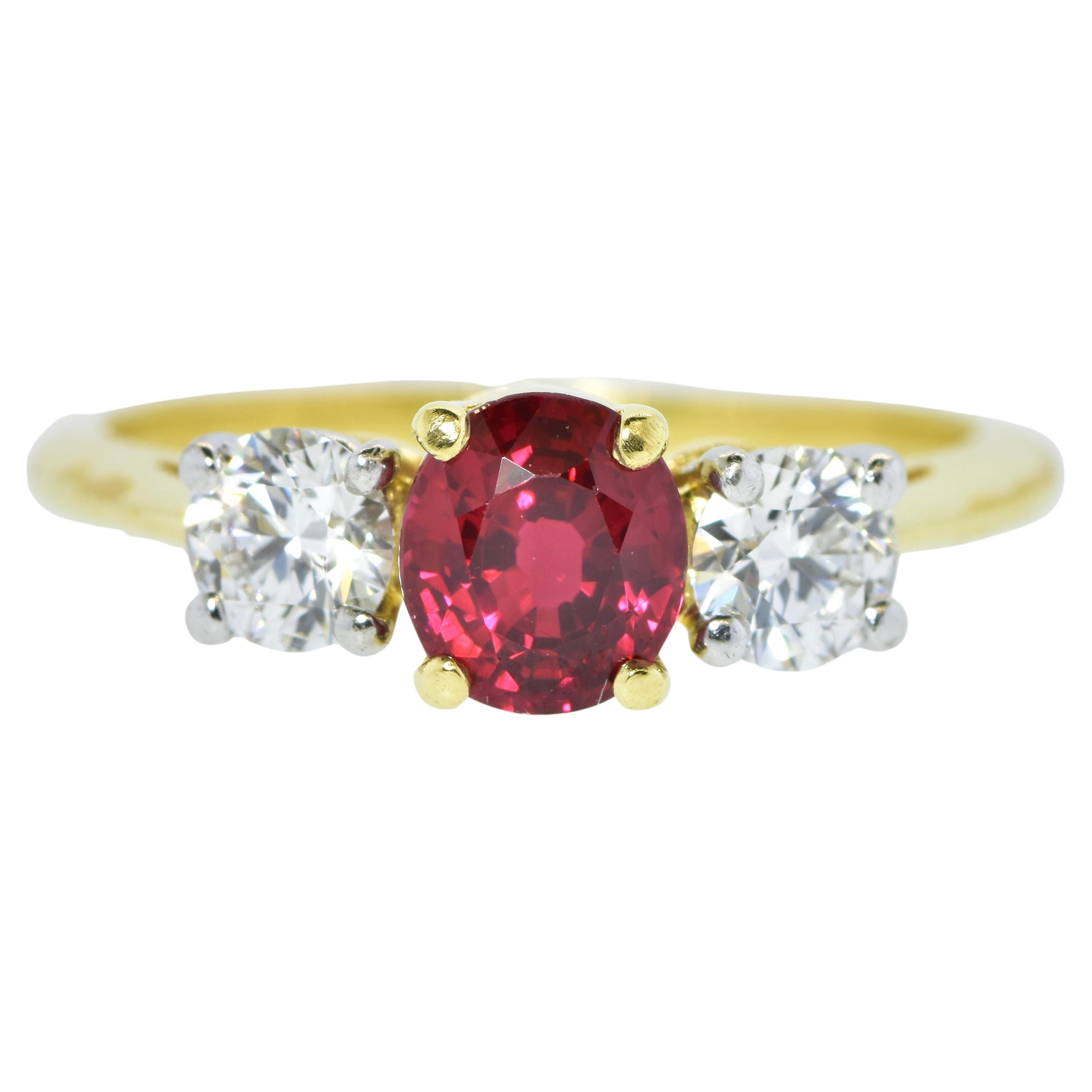 Tiffany & Co. natural Burma ruby and diamond ring.  GIA has examined this ruby and states that it is 