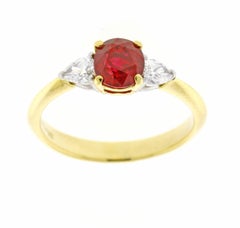 Tiffany & Co. Burma Ruby and Diamond Three-Stone Ring