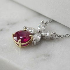 Tiffany & Co. Burma Ruby & Diamond “Victoria” Platinum Pendant Necklace