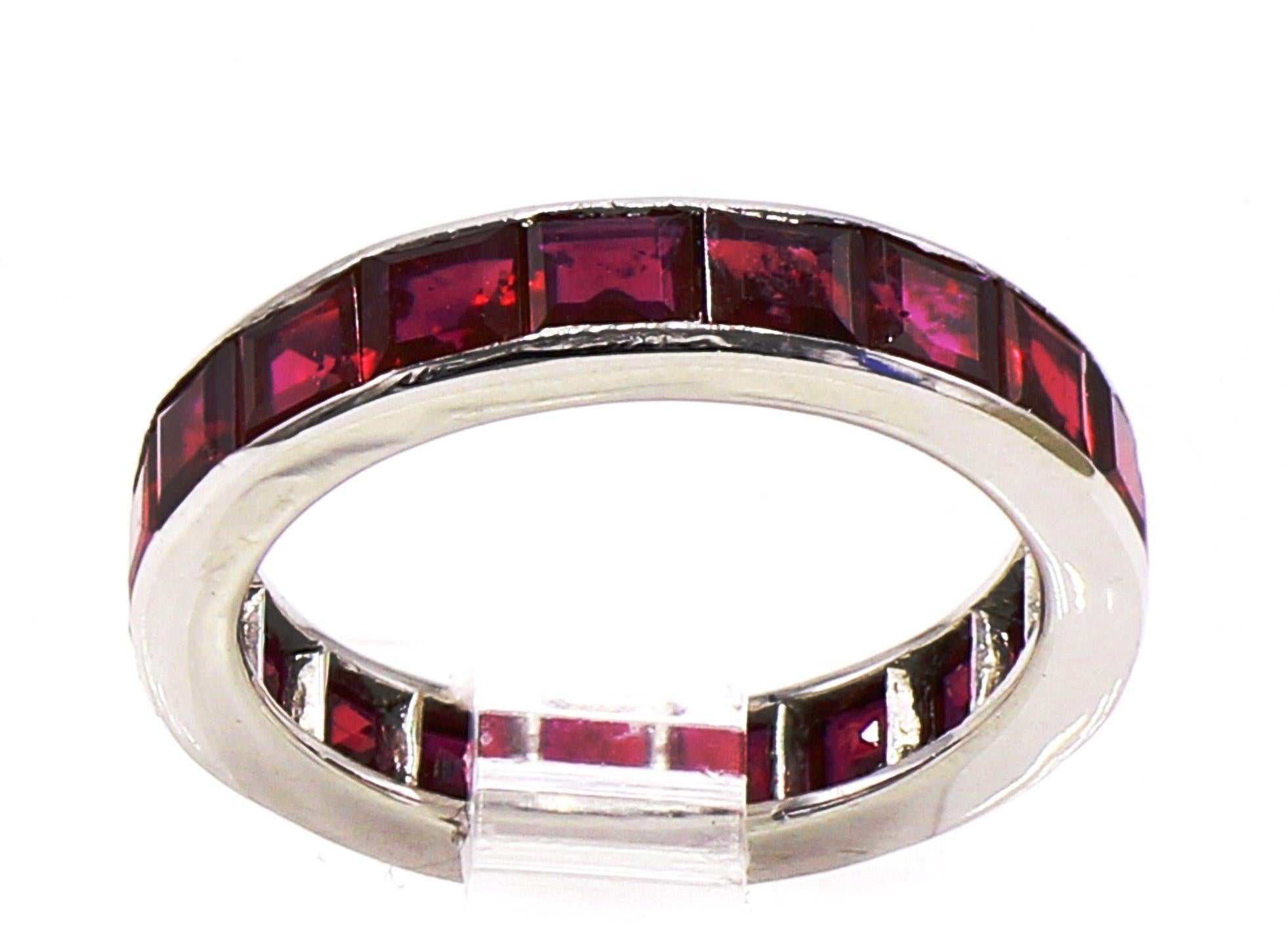 Tiffany & Co Burma Ruby Platinum Eternity Band  In Excellent Condition For Sale In New York, NY