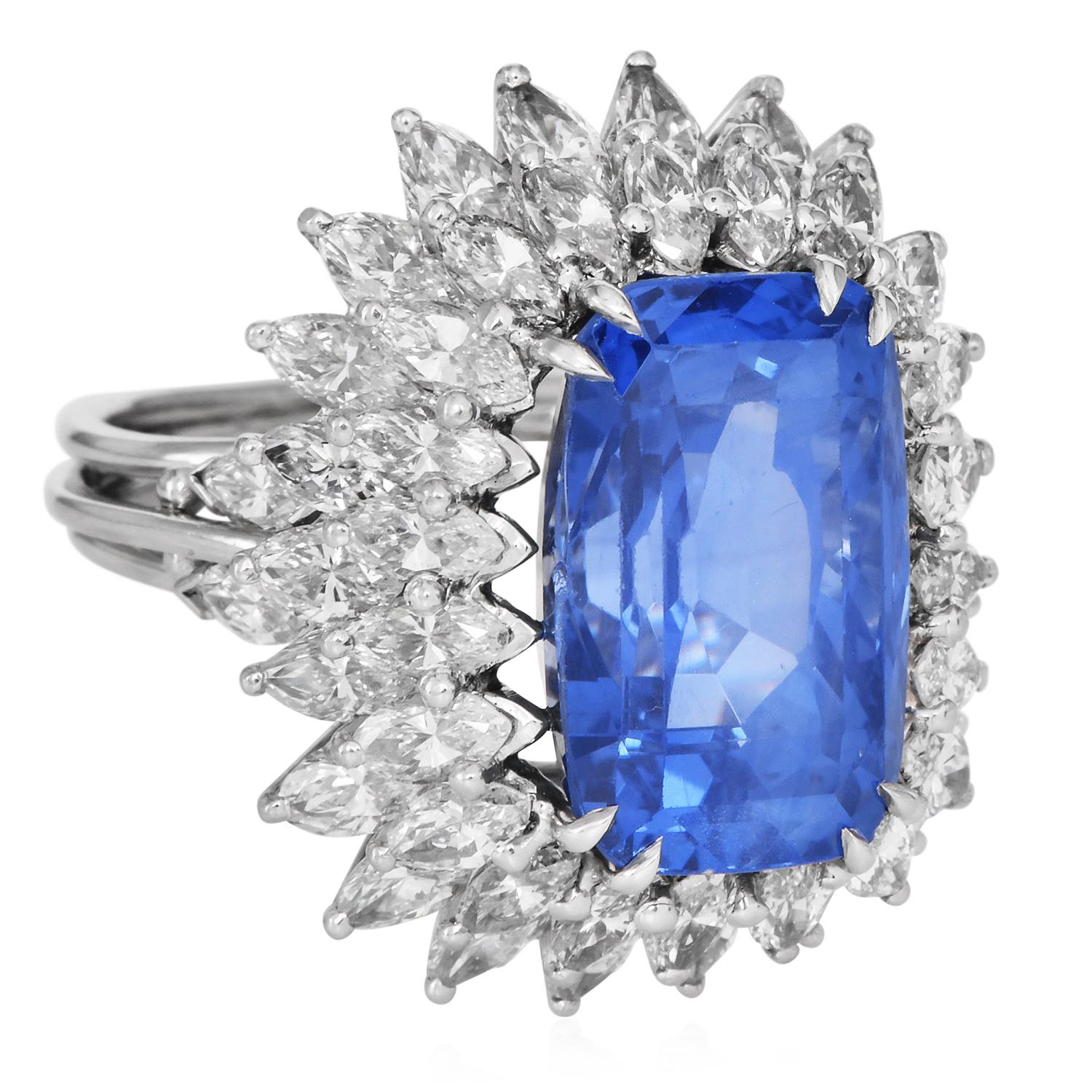 Tiffany & Co. Zaffiro di Burma GIA 21,50cts Anello Cocktail in Platino con Diamante in vendita 1