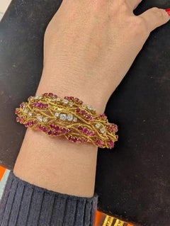 Tiffany & Co. Burmese Ruby and Diamond Bracelet in 18K Yellow Gold