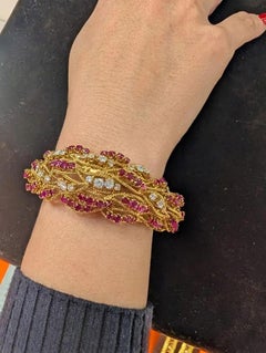 Tiffany & Co. Burmese Ruby and Diamond Bracelet in 18K Yellow Gold