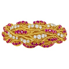 Tiffany & Co. Bracelet en or jaune 18K avec rubis birman et diamants