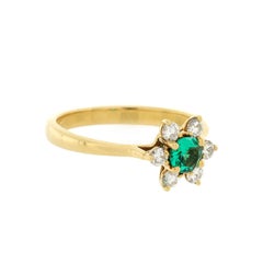 Tiffany & Co. Butter Cup Ring 18k Yellow Gold with Diamonds and Emerald
